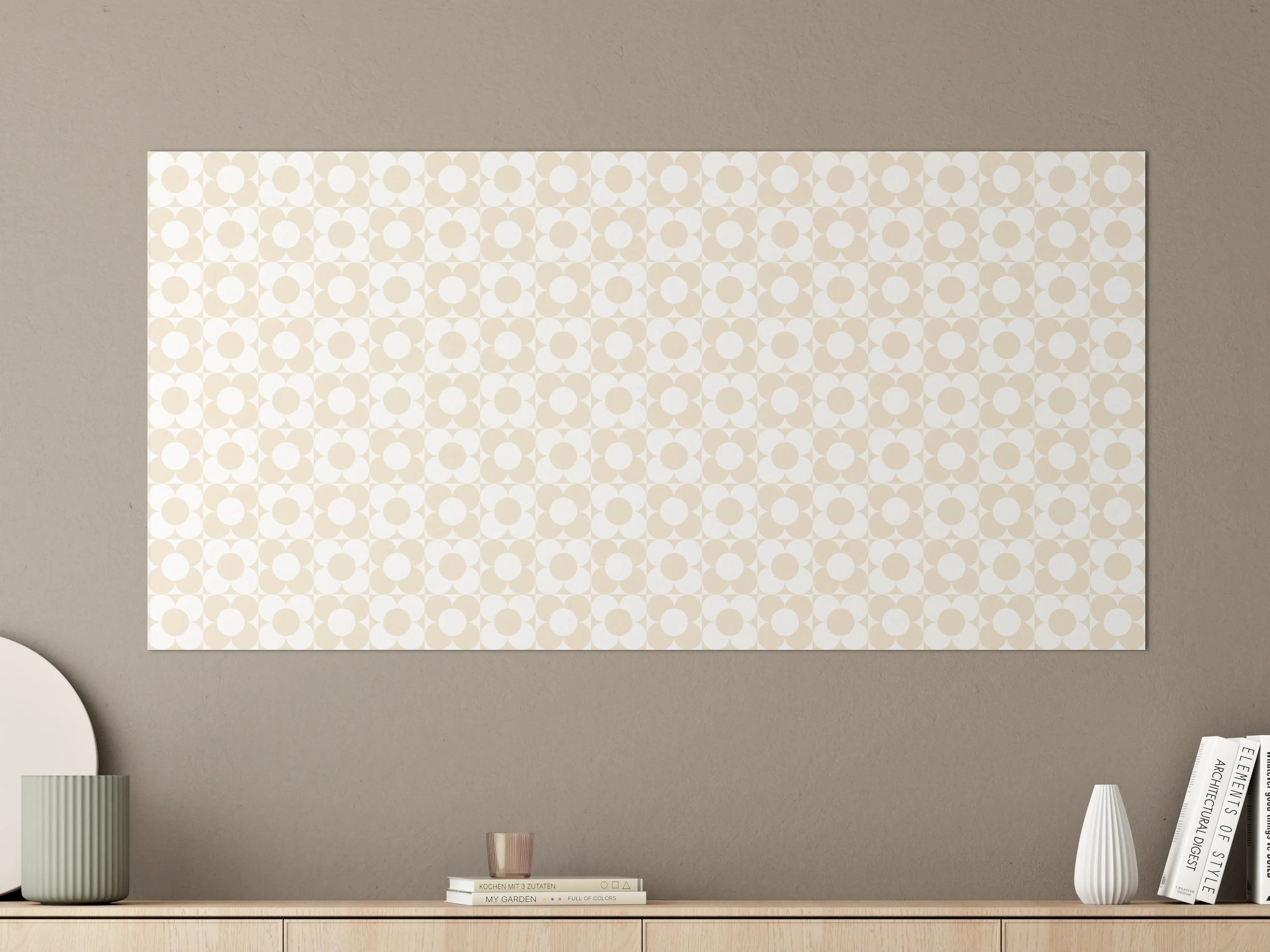 Große Wandbilder - Helles, geometrisches Muster in Beige- und Cremetönen
