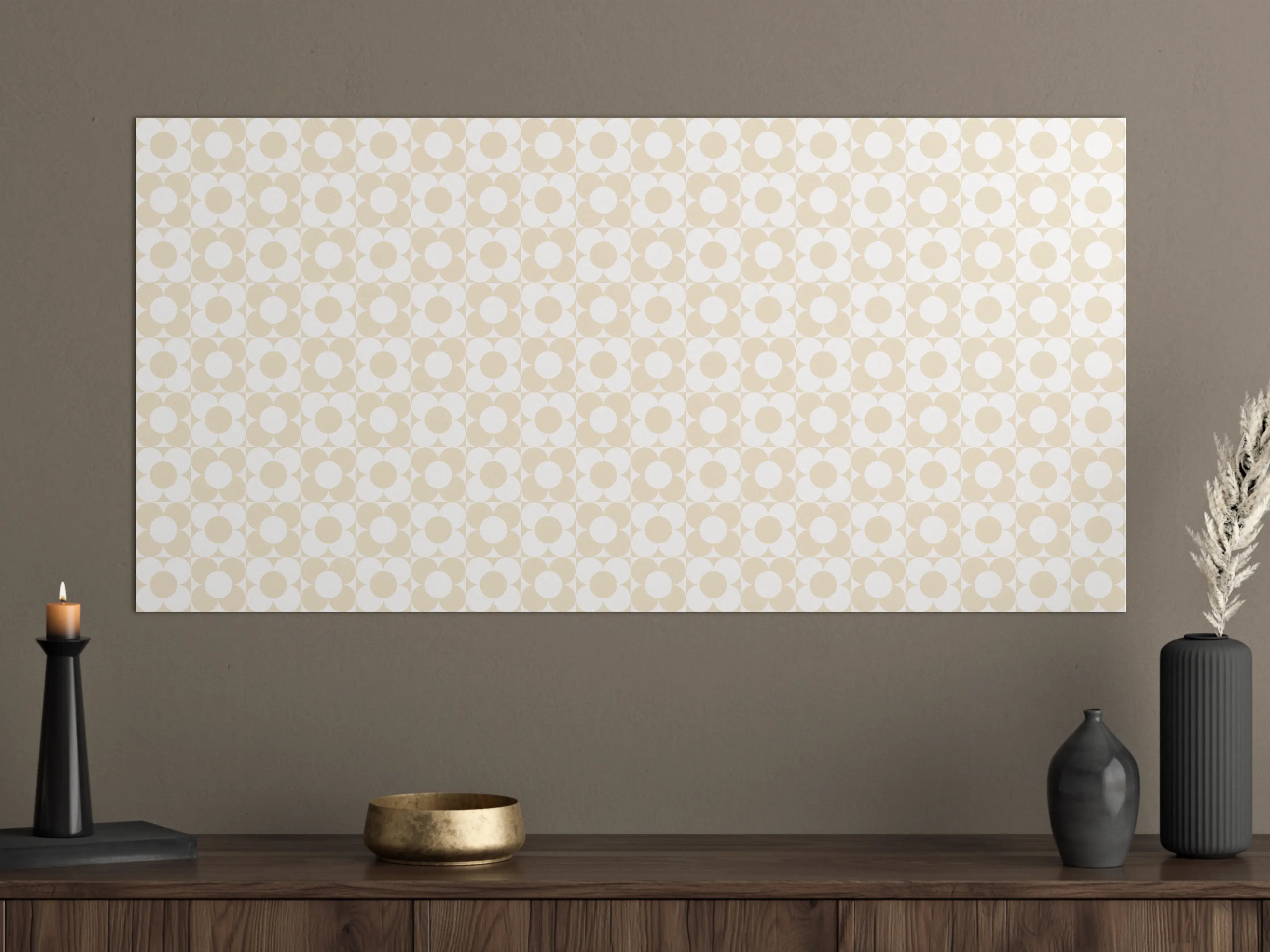 Große Wandbilder - Helles, geometrisches Muster in Beige- und Cremetönen