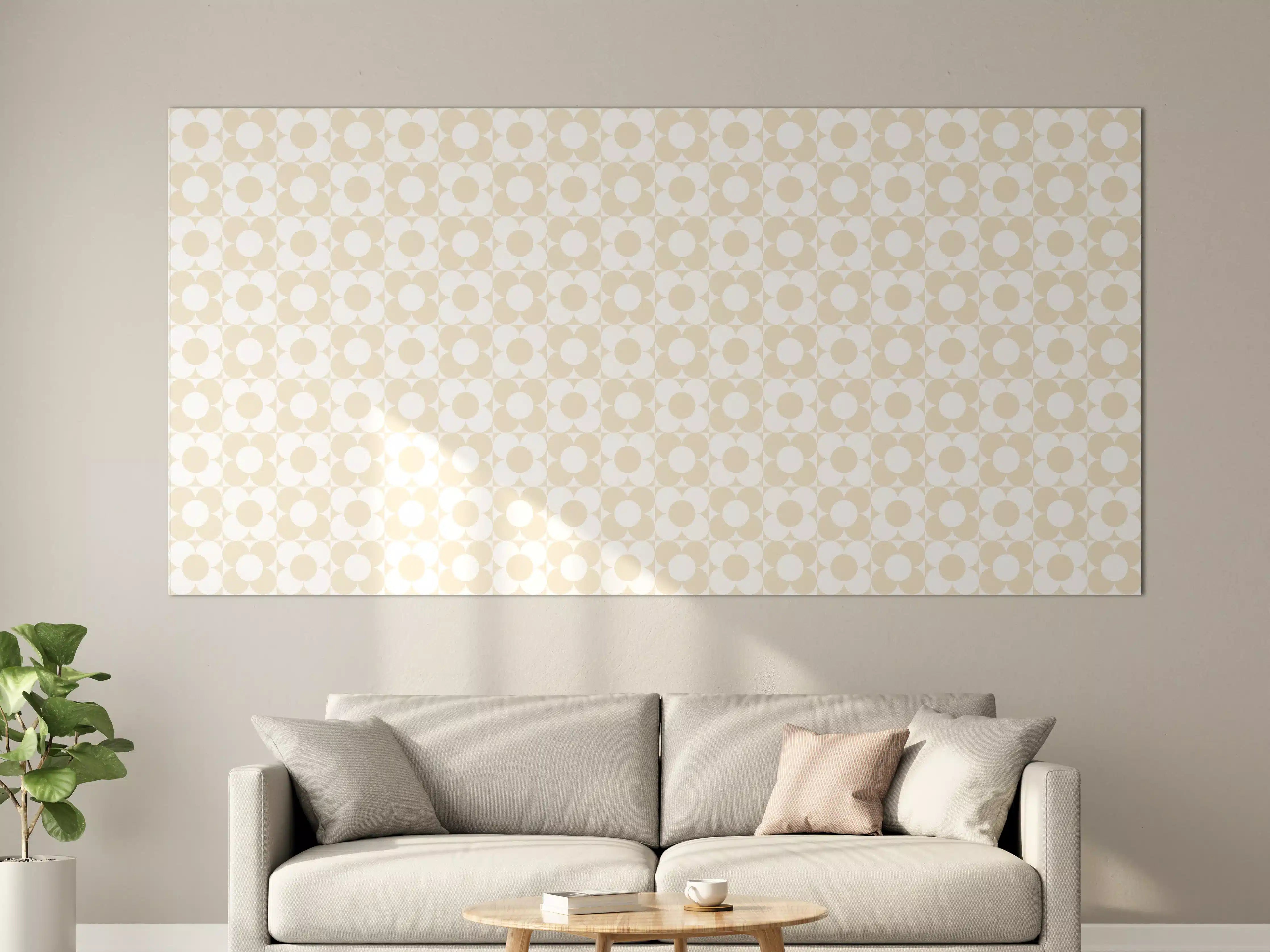 Große Wandbilder - Helles, geometrisches Muster in Beige- und Cremetönen