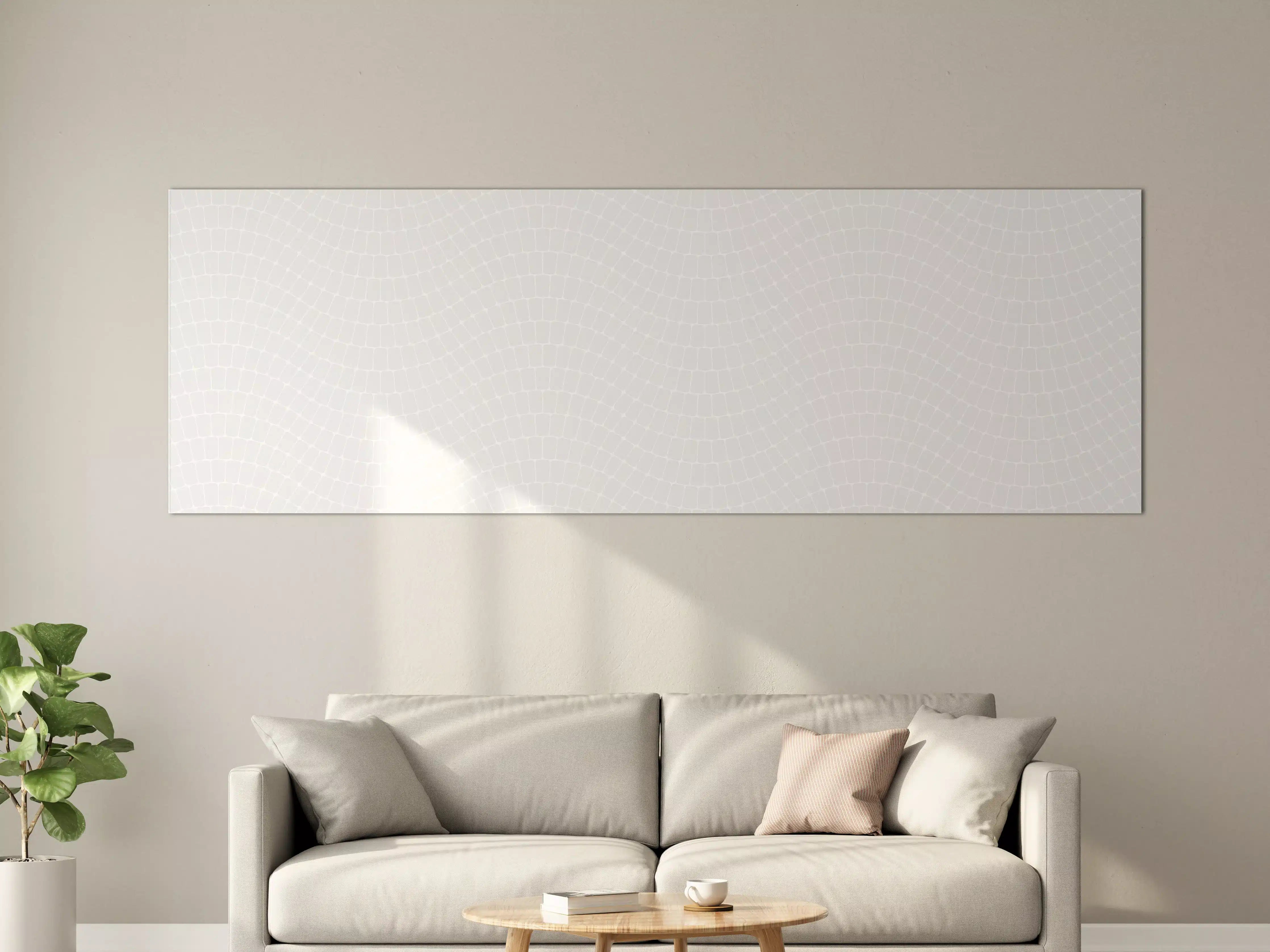 Große Wandbilder - Helles, geometrisches Wandbild in Weiß und Grau
