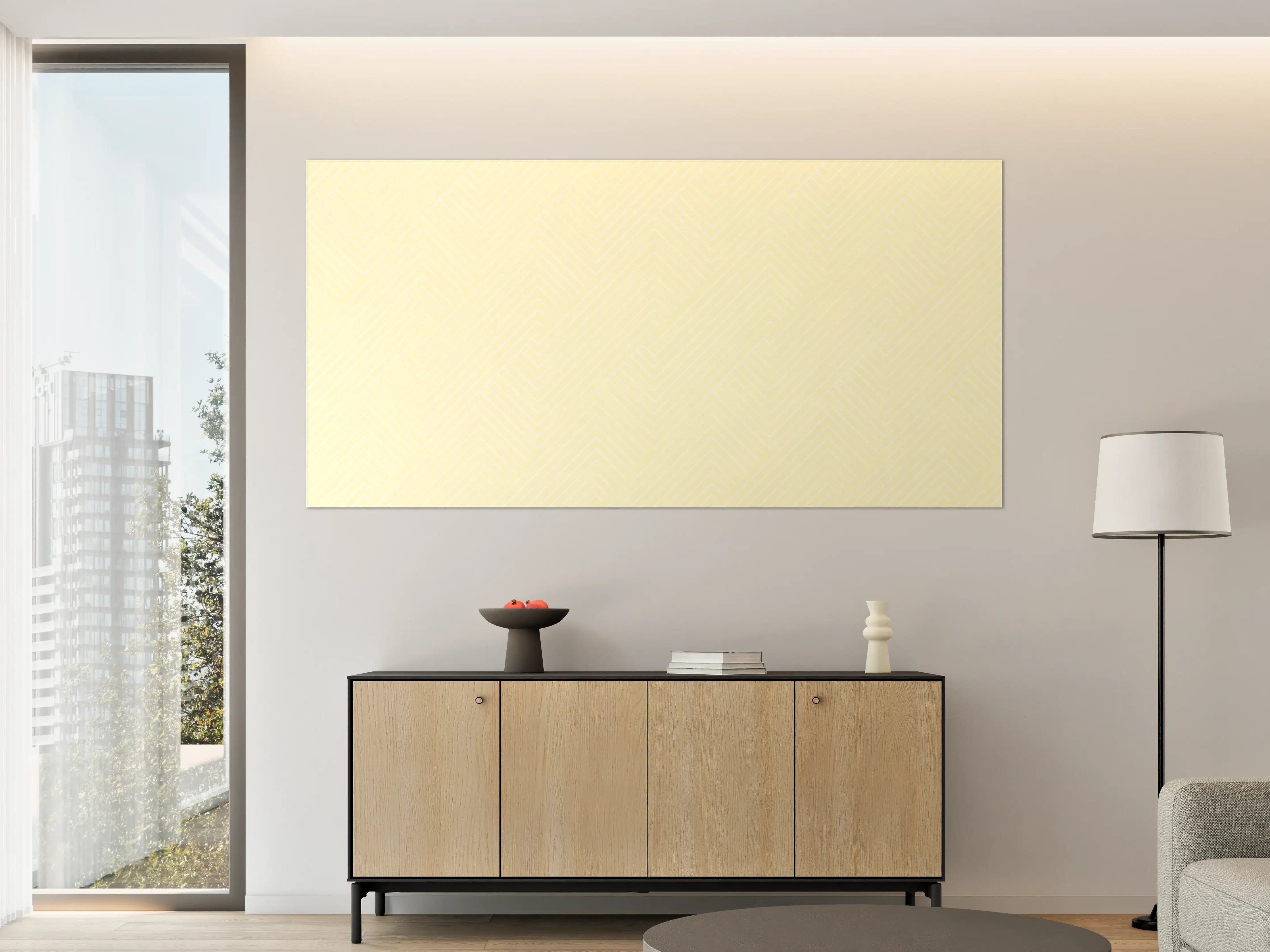 Große Wandbilder - Helles, minimalistisches Muster in sanften Gelbnuancen