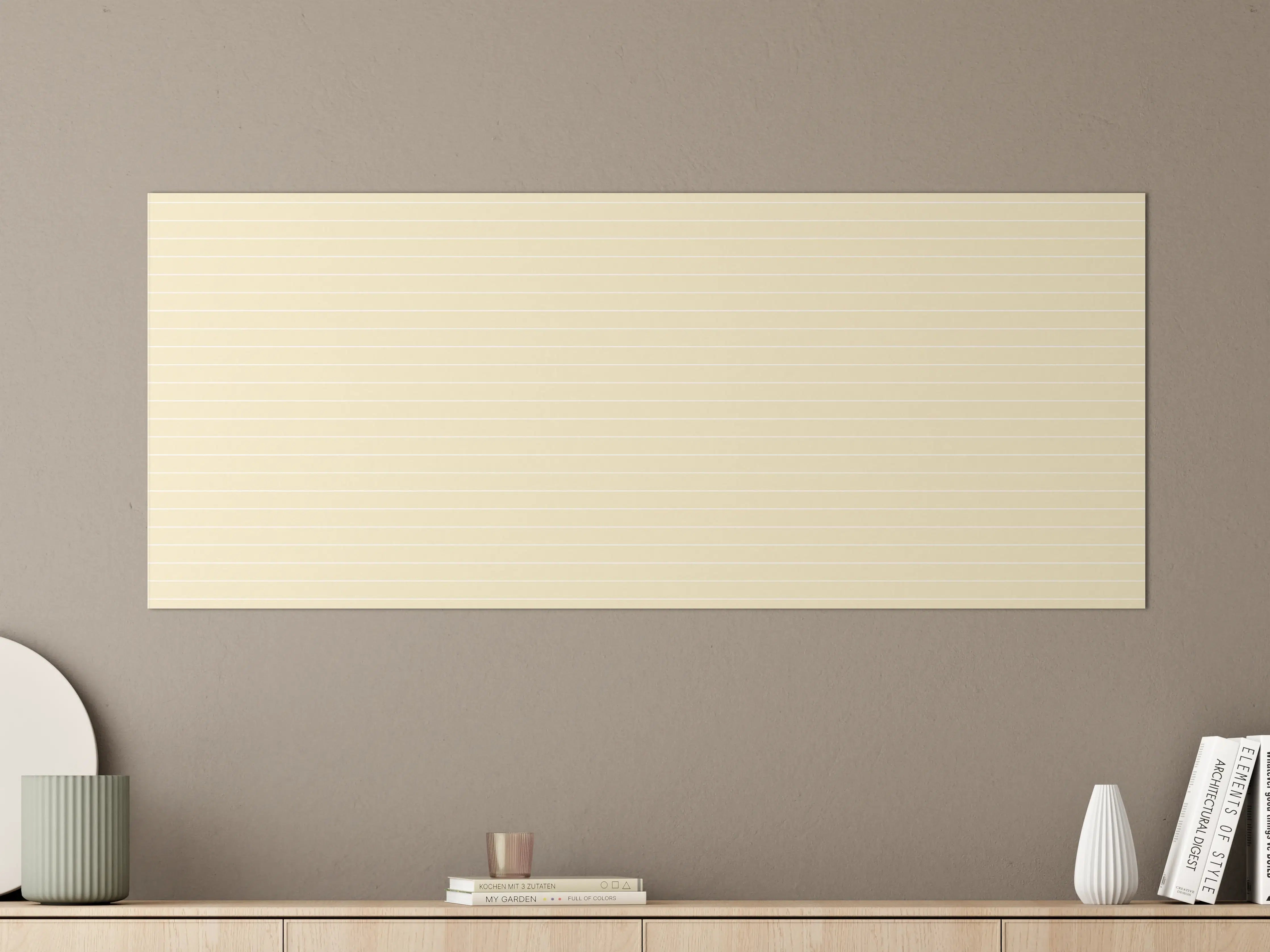 Große Wandbilder - Helles, minimalistisches Wandbild mit cremefarbenen Streifen