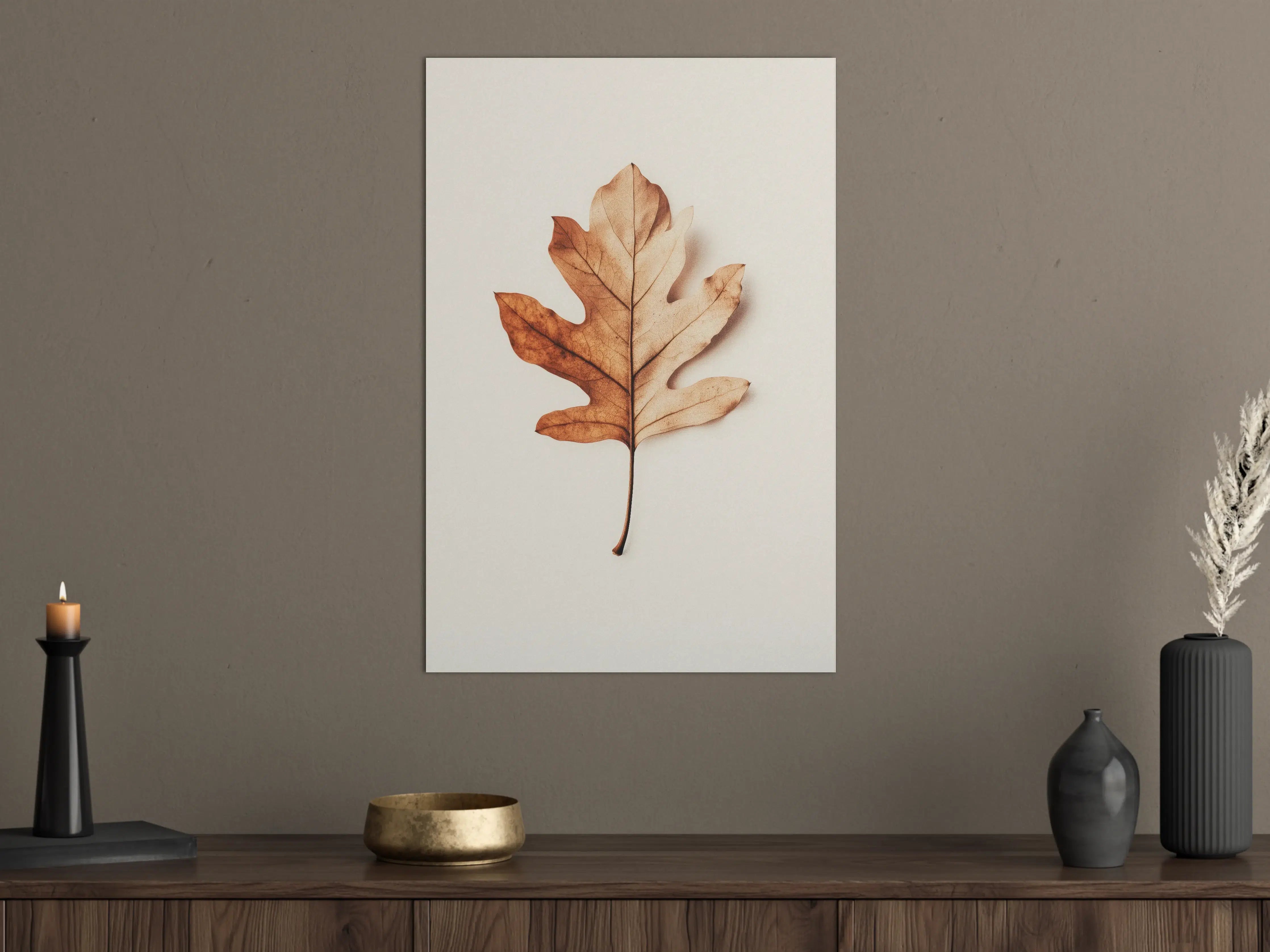 Große Wandbilder - Herbstblatt in warmen Terrakotta-Tönen