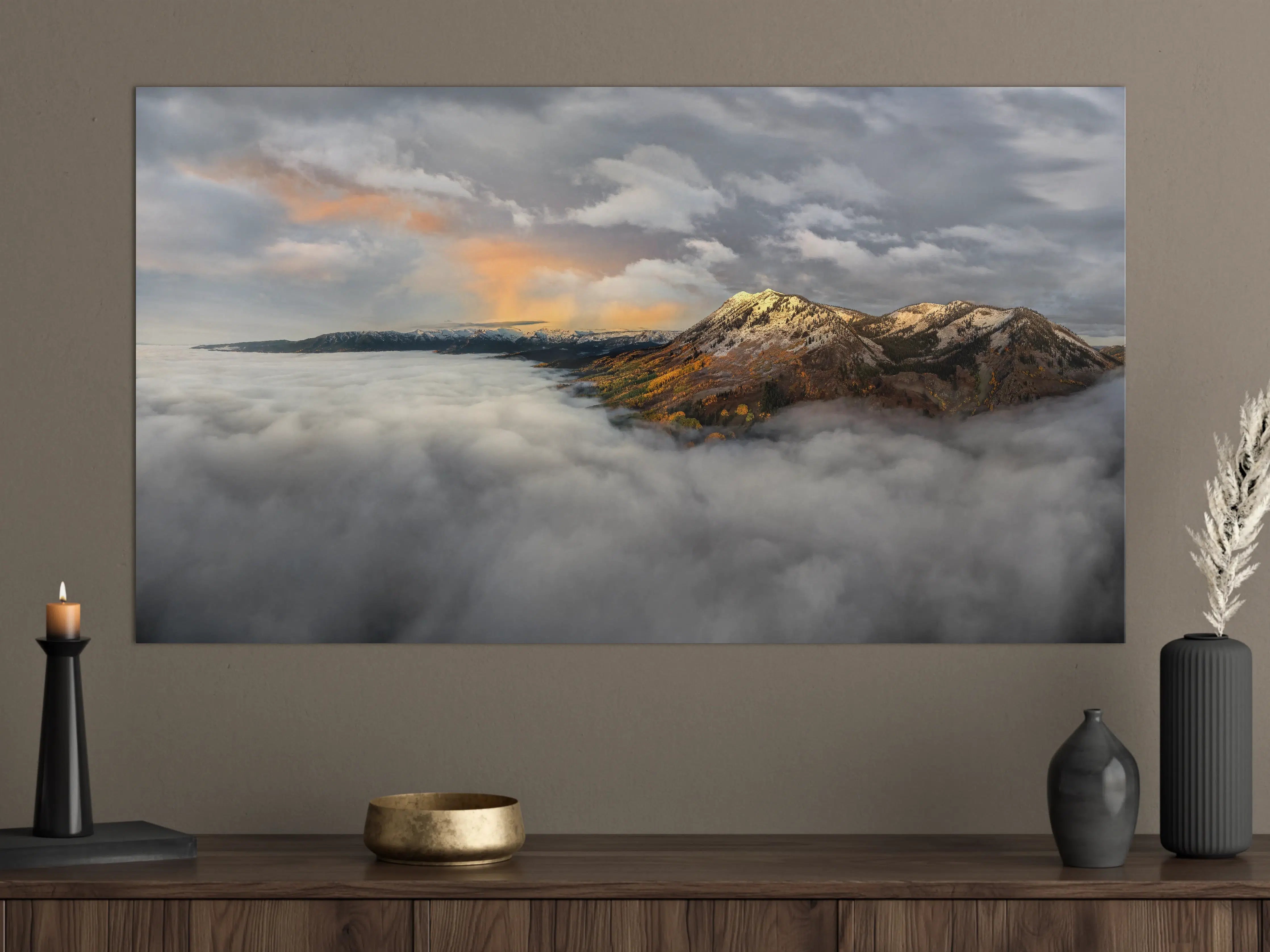 Große Wandbilder - Herbstliche Berglandschaft Nebel