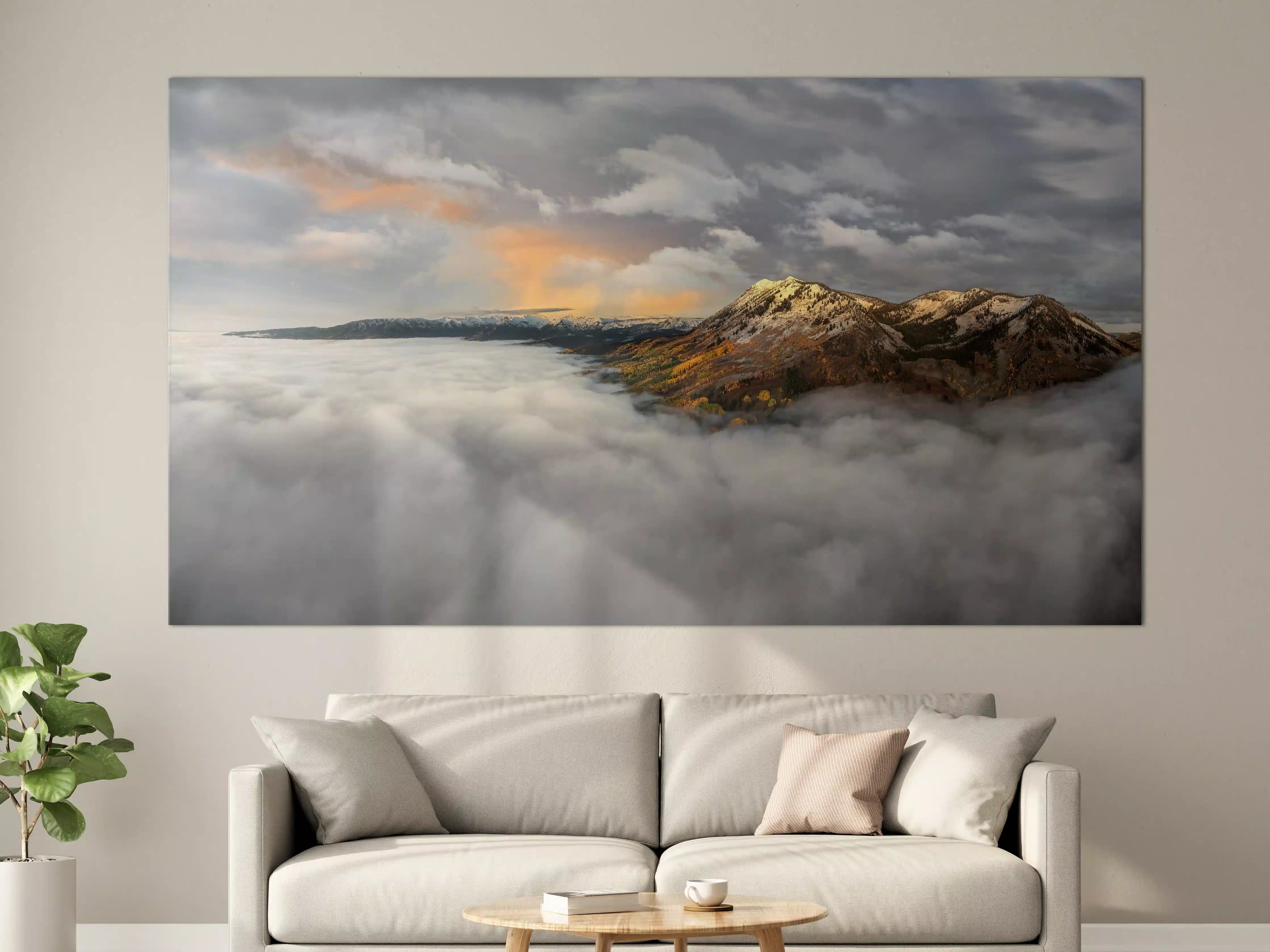 Große Wandbilder - Herbstliche Berglandschaft Nebel