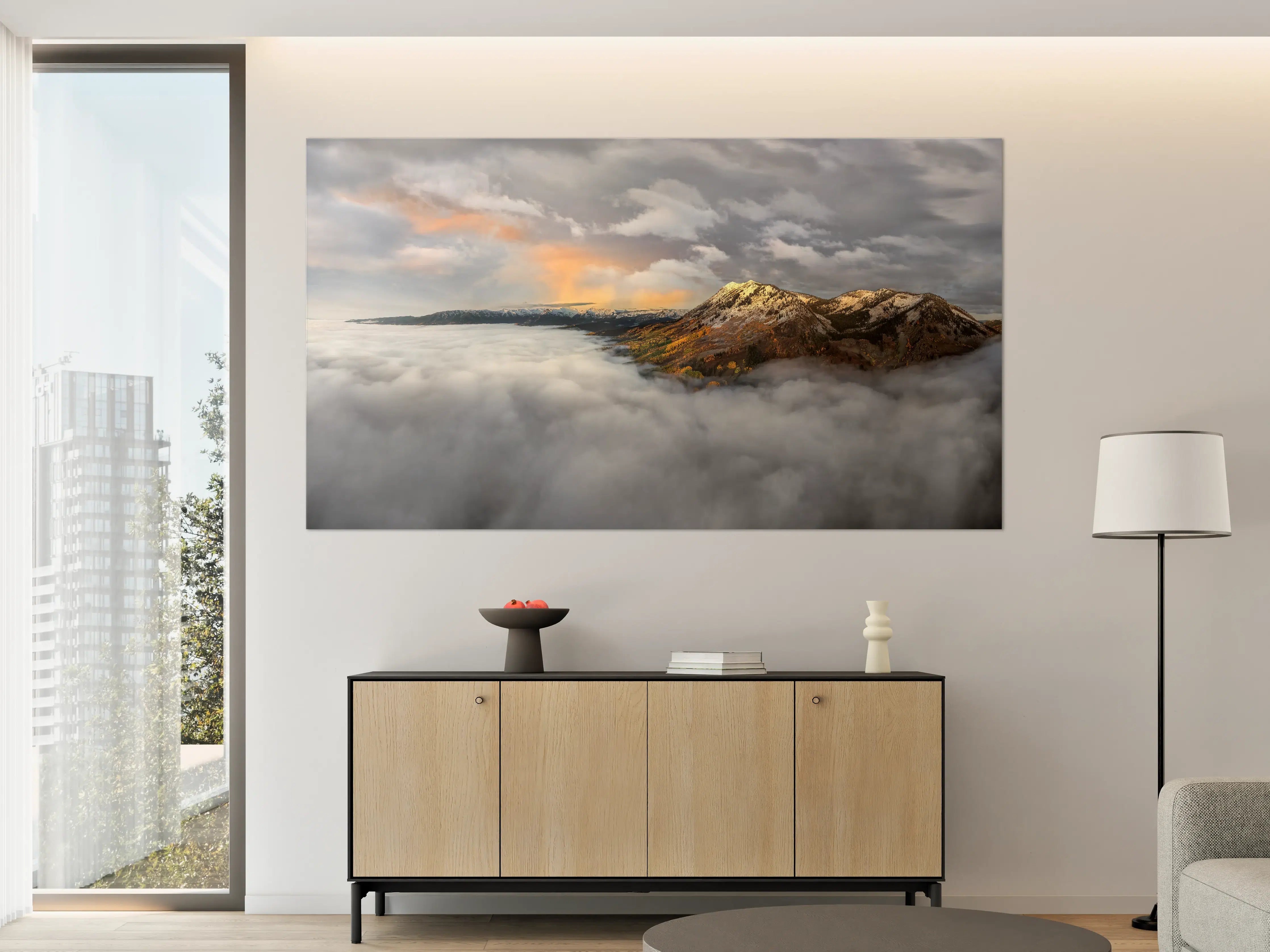 Große Wandbilder - Herbstliche Berglandschaft Nebel