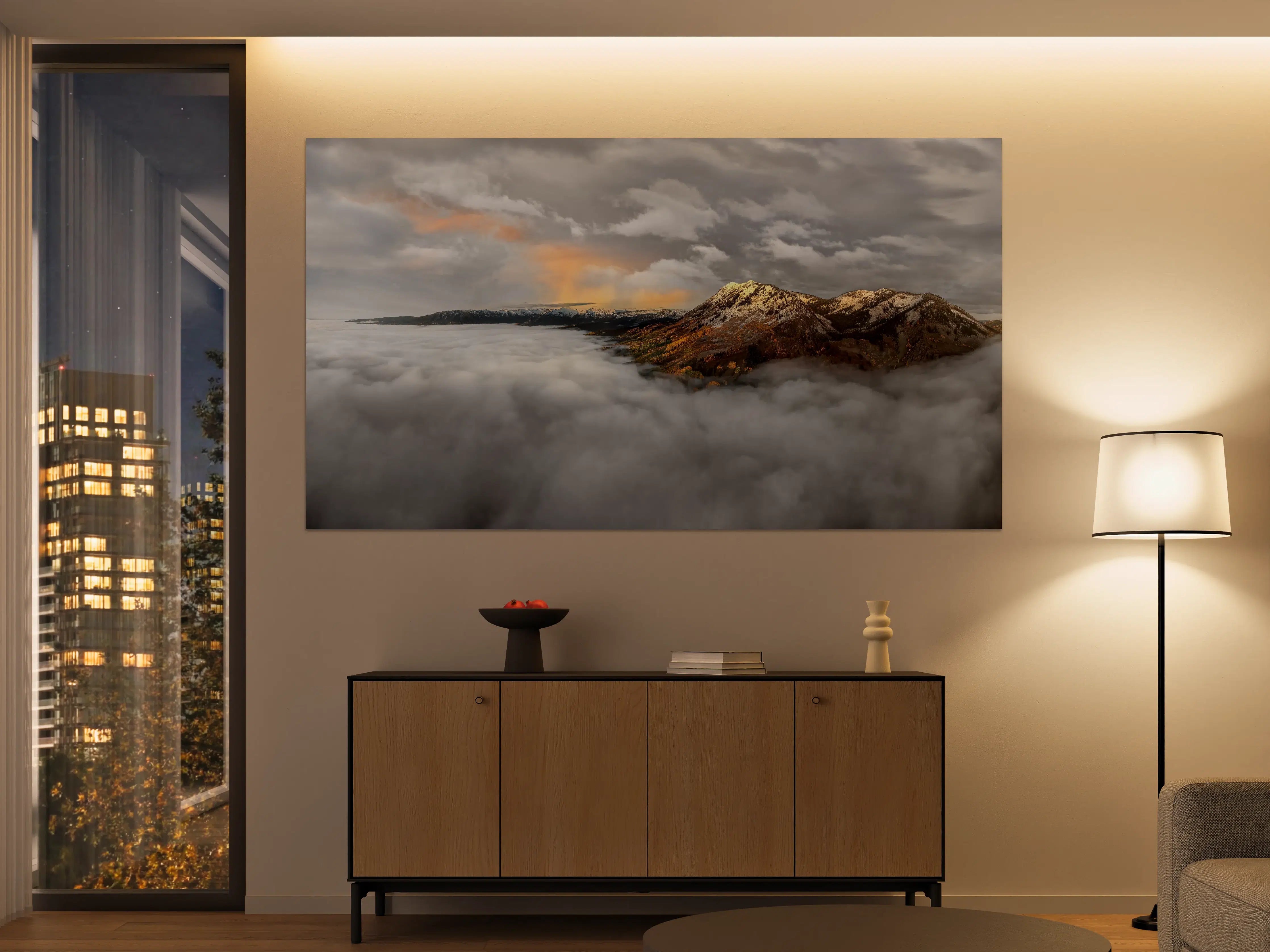 Große Wandbilder - Herbstliche Berglandschaft Nebel