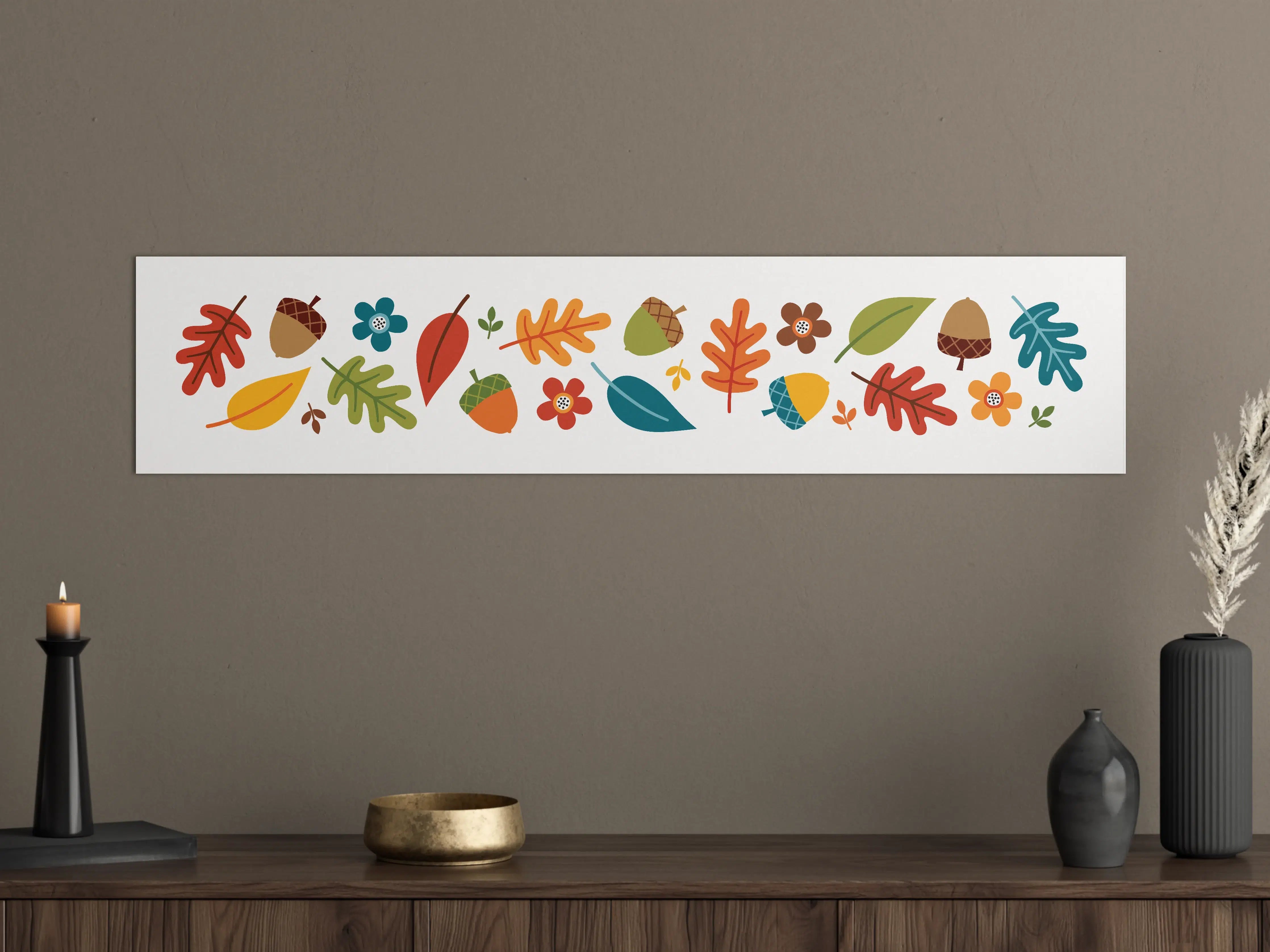 Große Wandbilder - Herbstliche Blätterwiese mit bunten Blättern