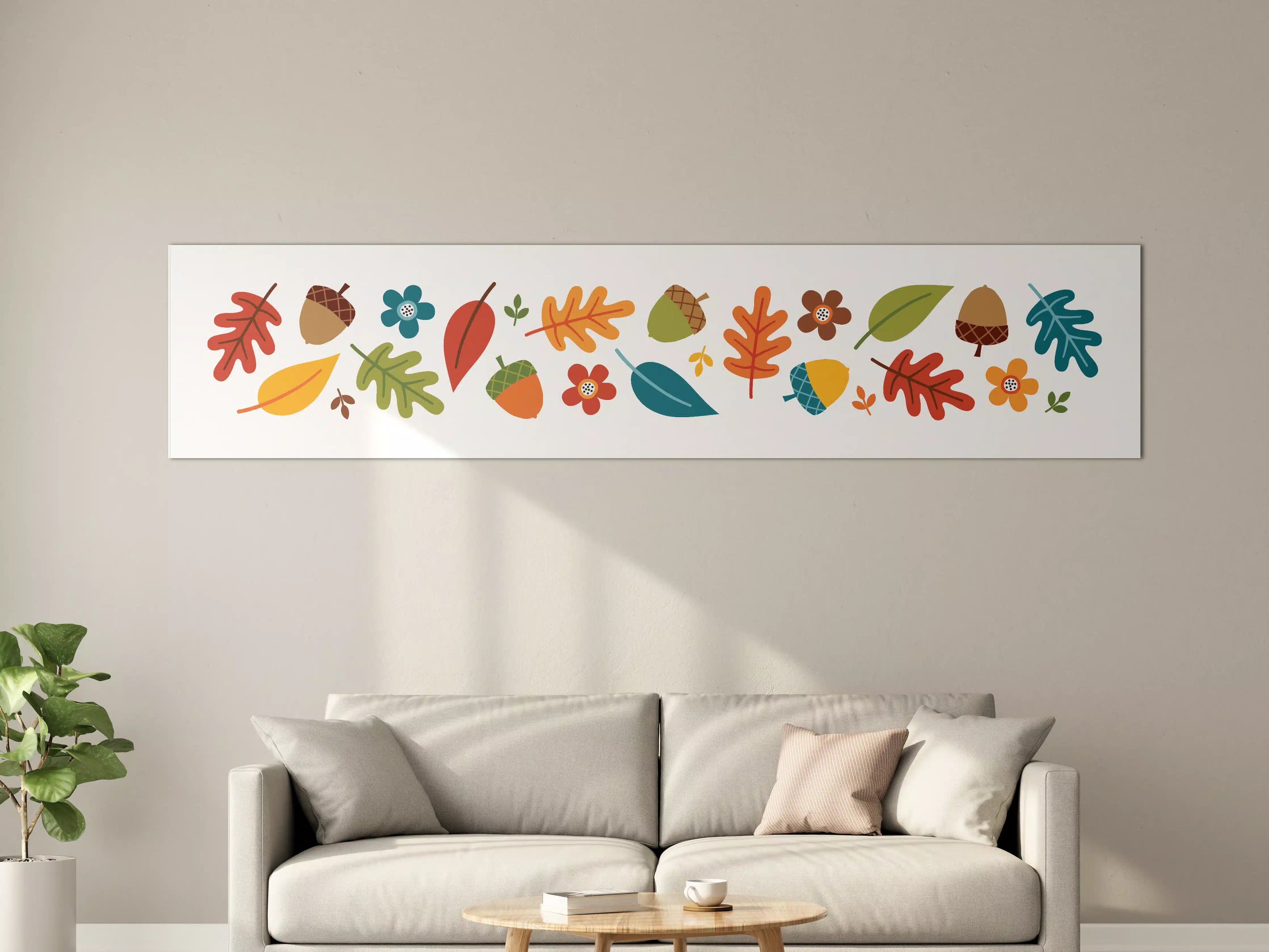 Große Wandbilder - Herbstliche Blätterwiese mit bunten Blättern