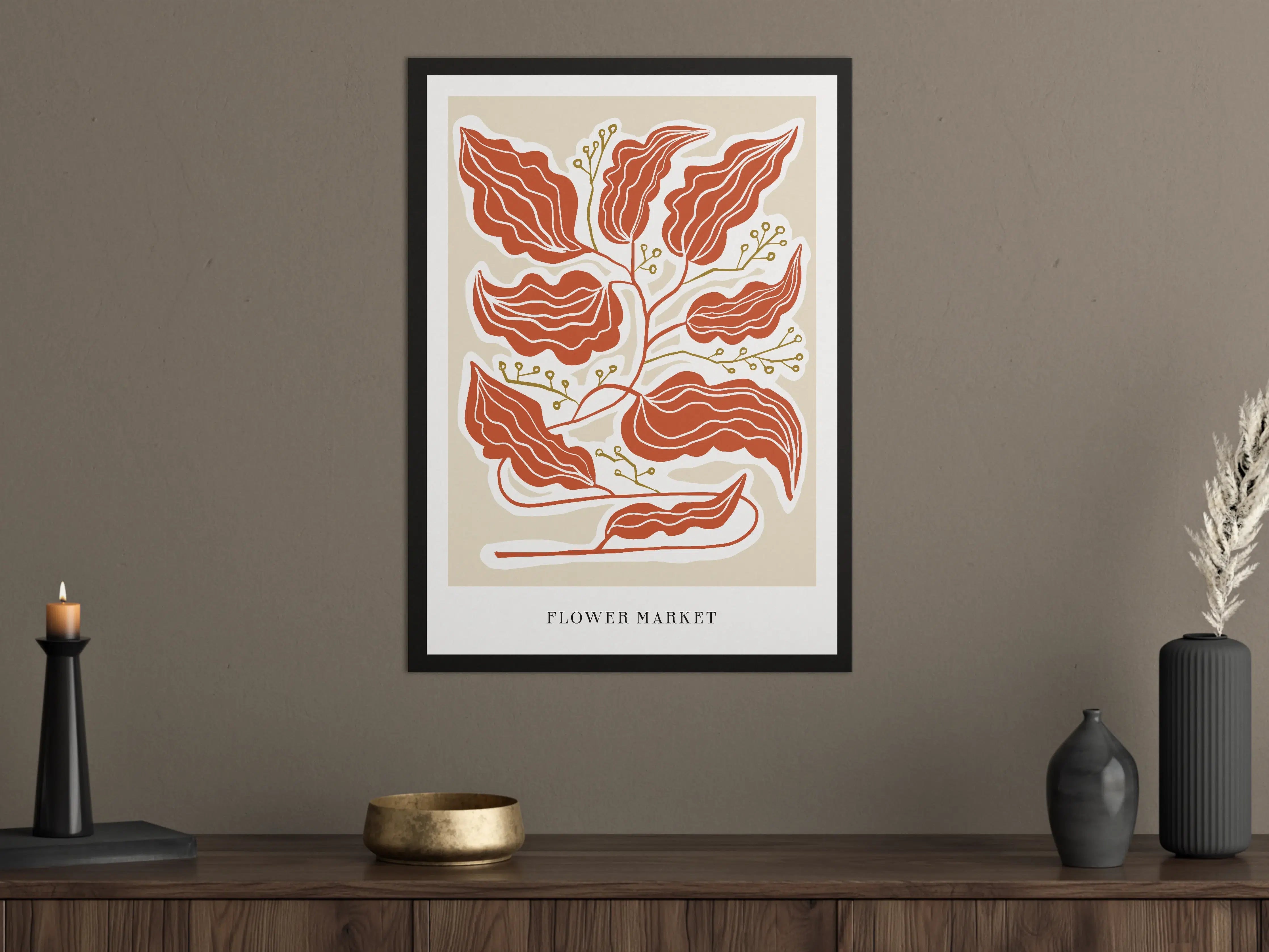 Große Wandbilder - Herbstliche Blumenillustration