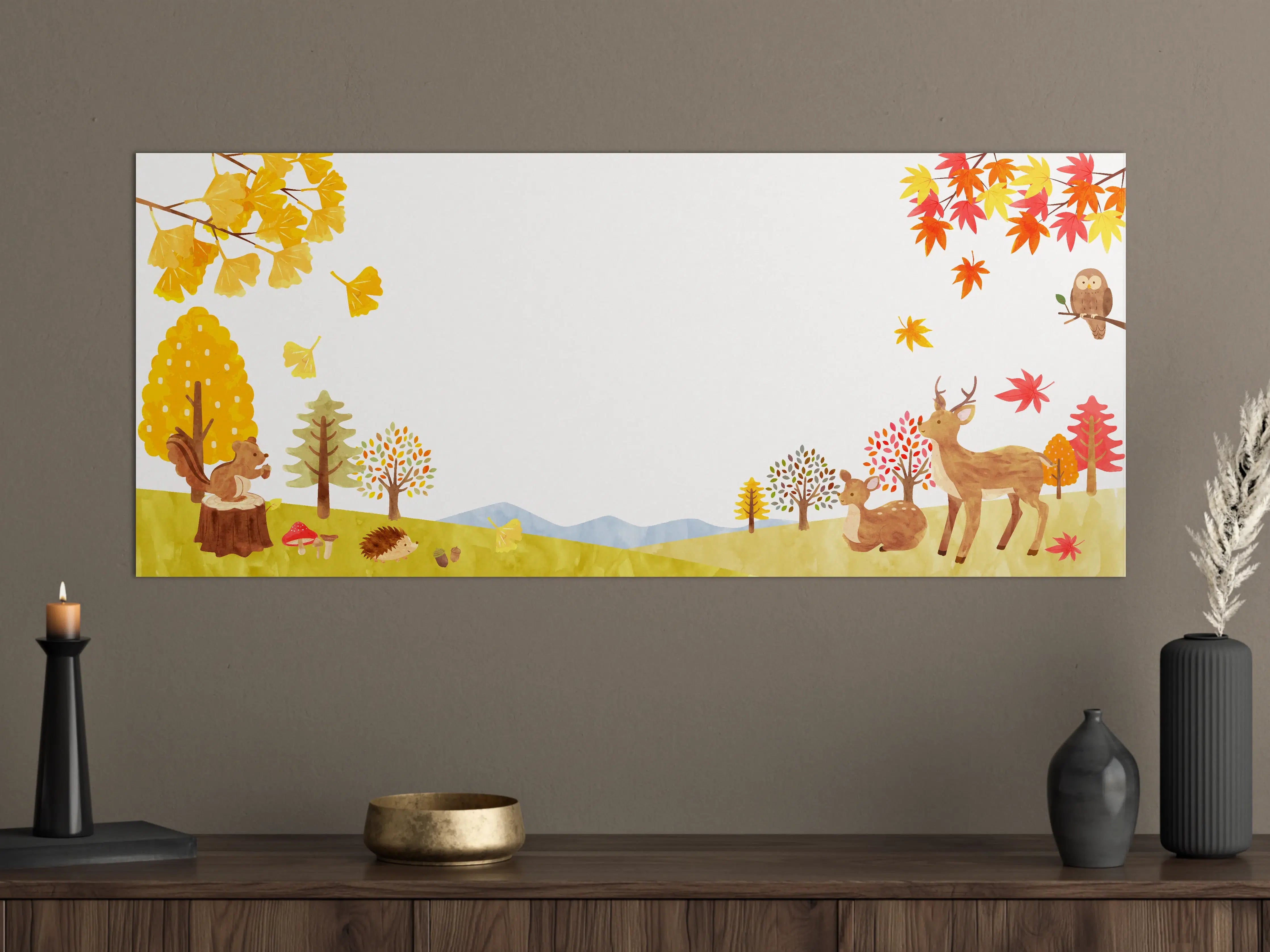 Große Wandbilder - Herbstliche Tierillustration