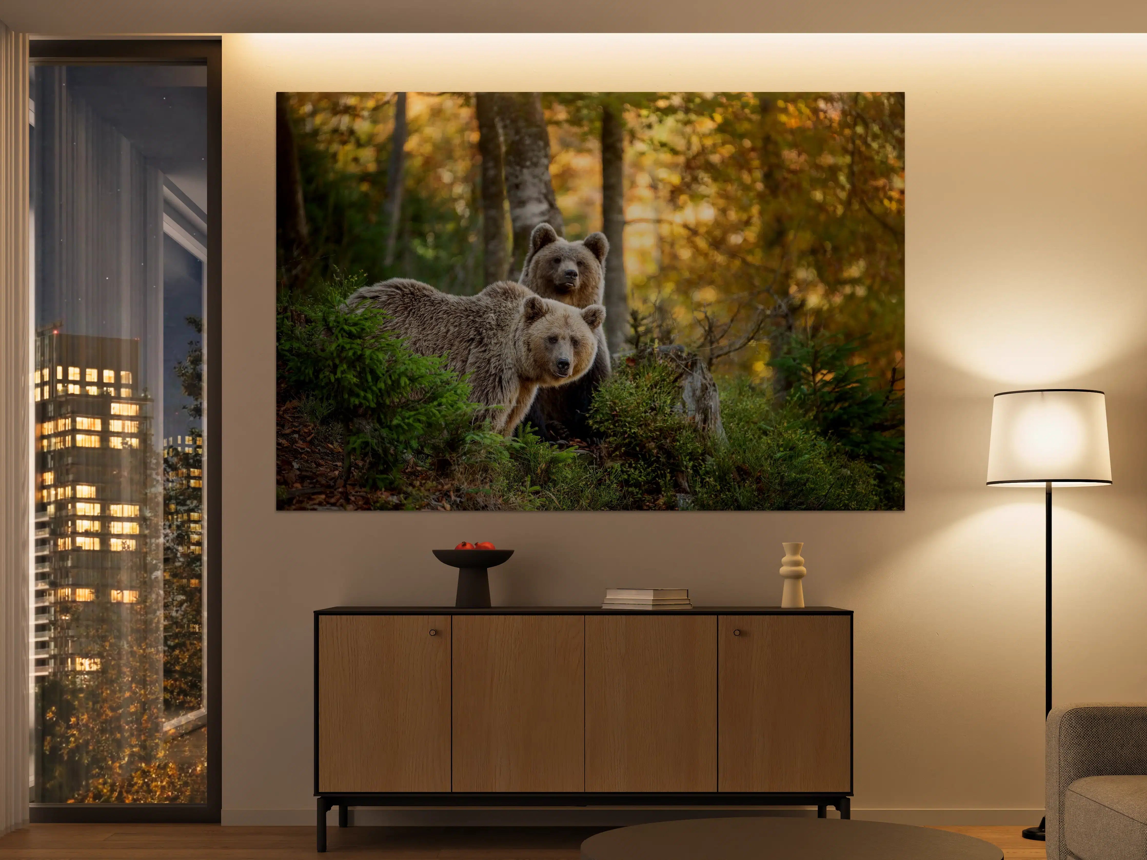 Große Wandbilder - Herbstlicher Braunbär im Wald