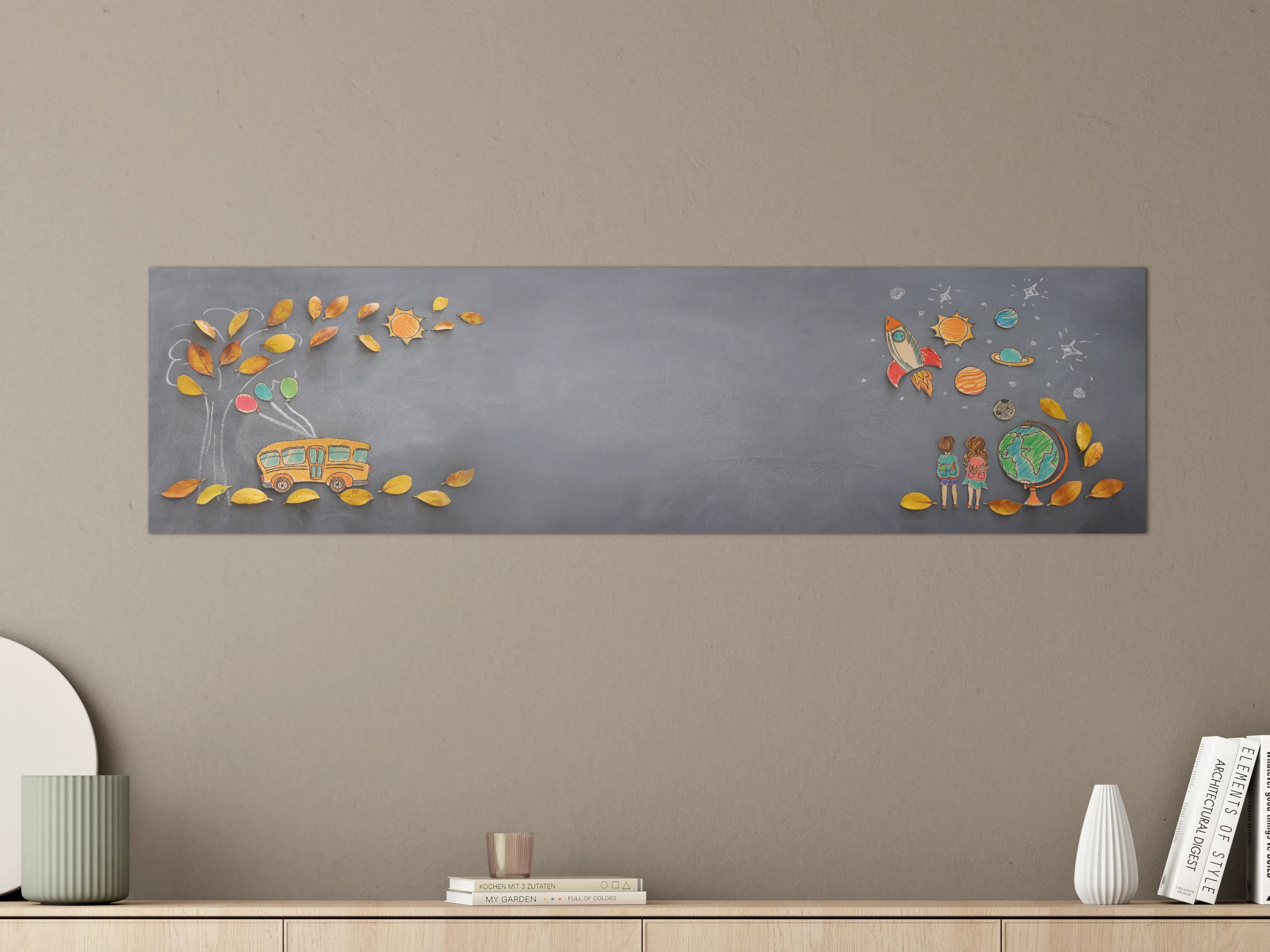Große Wandbilder - Herbstlicher Schulbus-Design