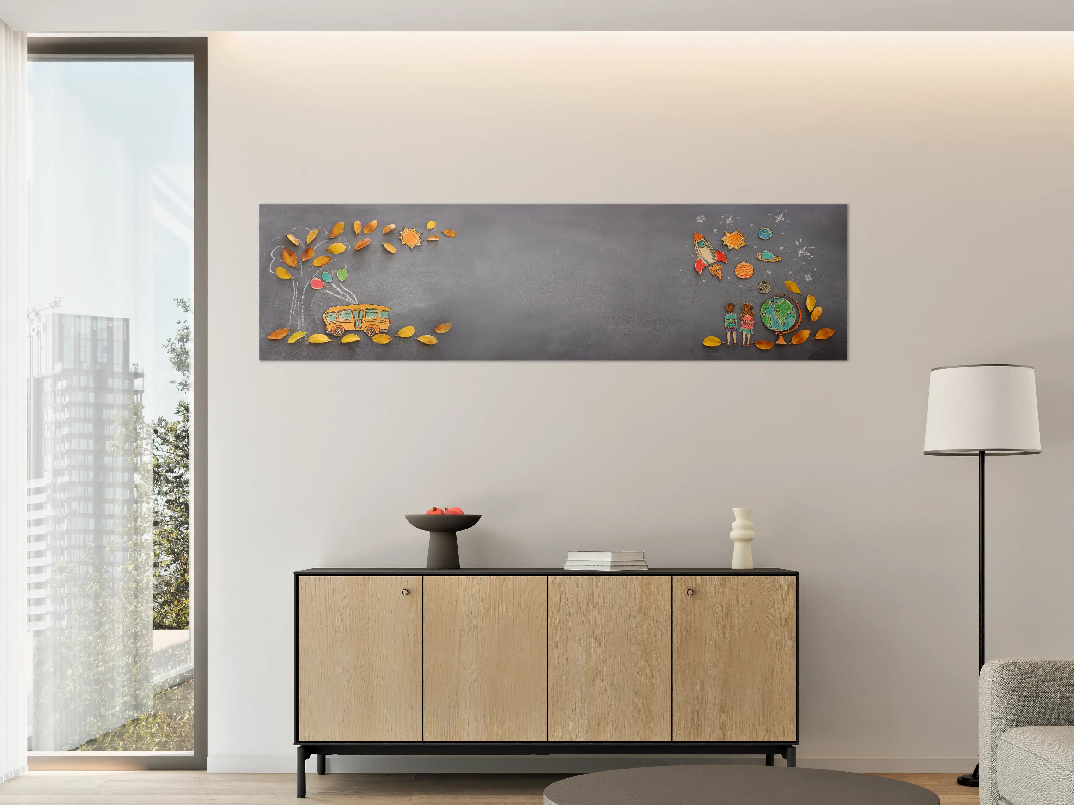 Große Wandbilder - Herbstlicher Schulbus-Design