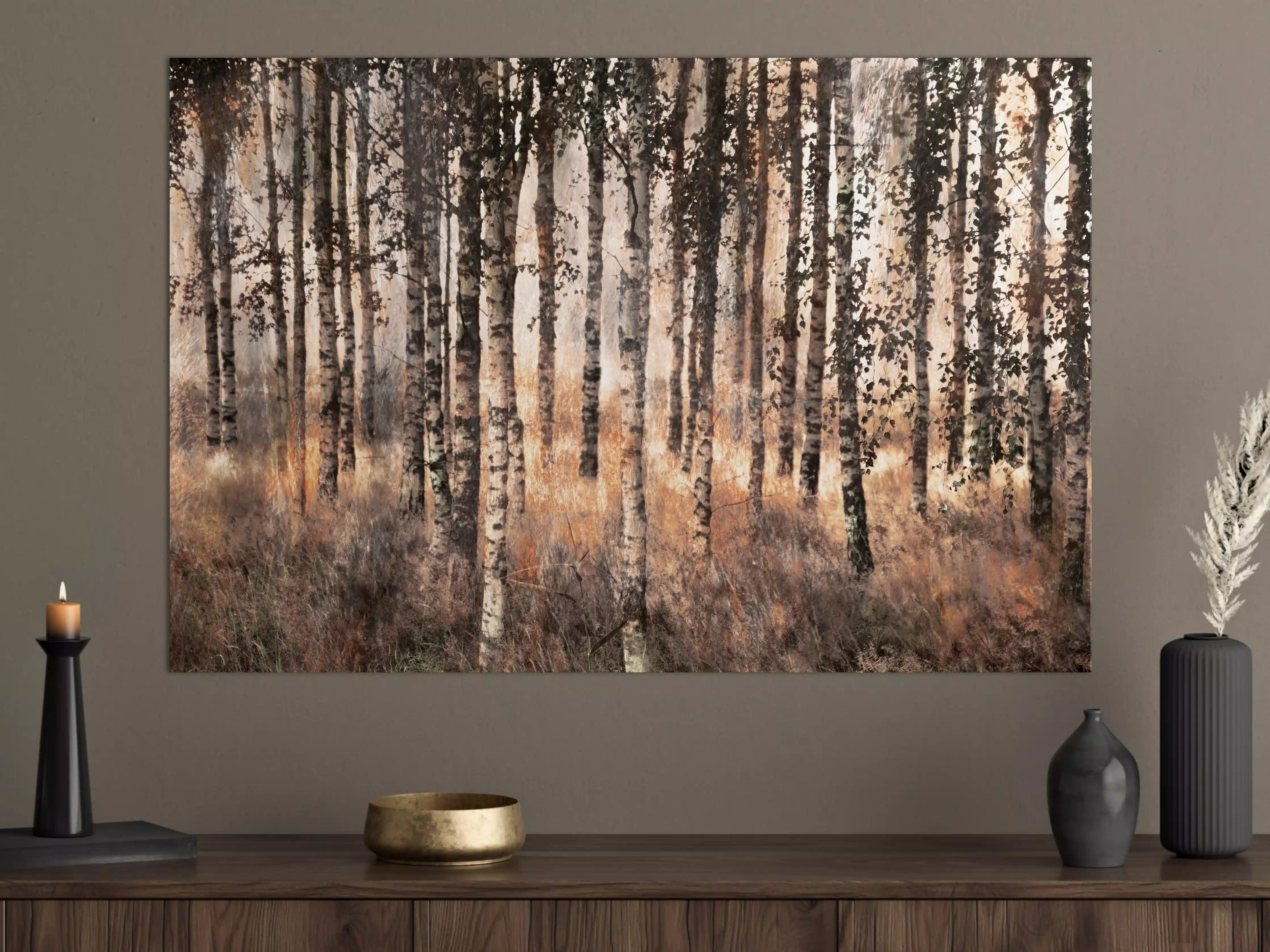 Große Wandbilder - Herbstliches Birkenwald-Landschaft