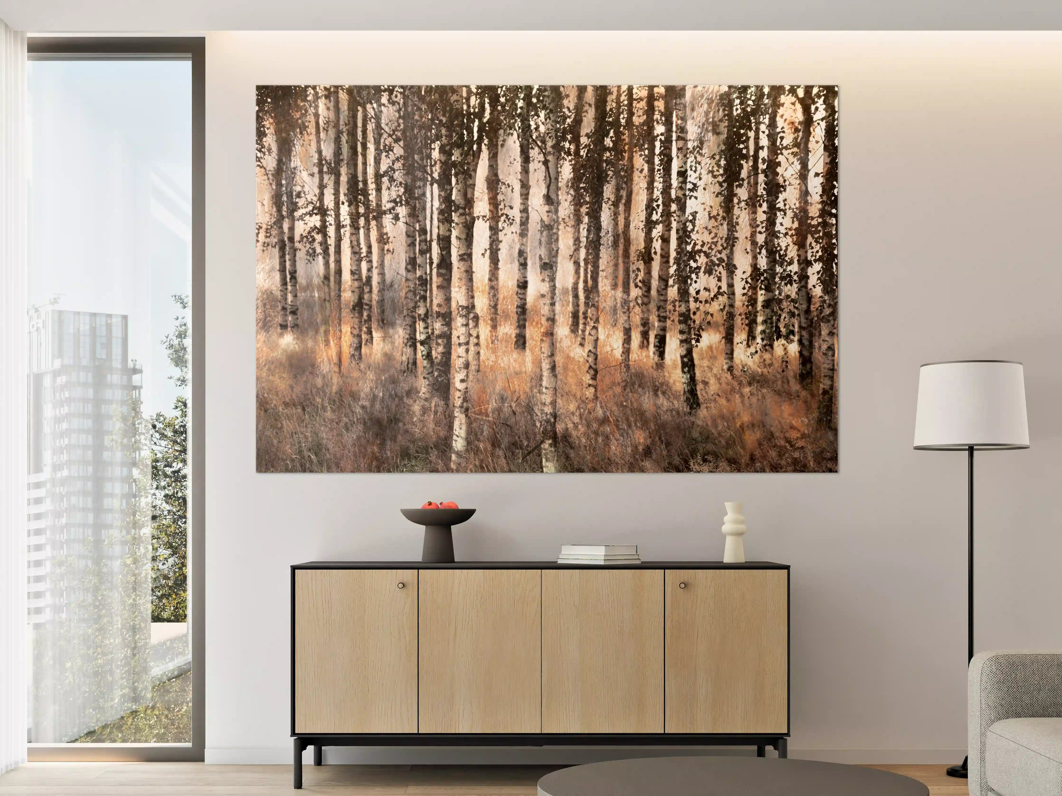 Große Wandbilder - Herbstliches Birkenwald-Landschaft