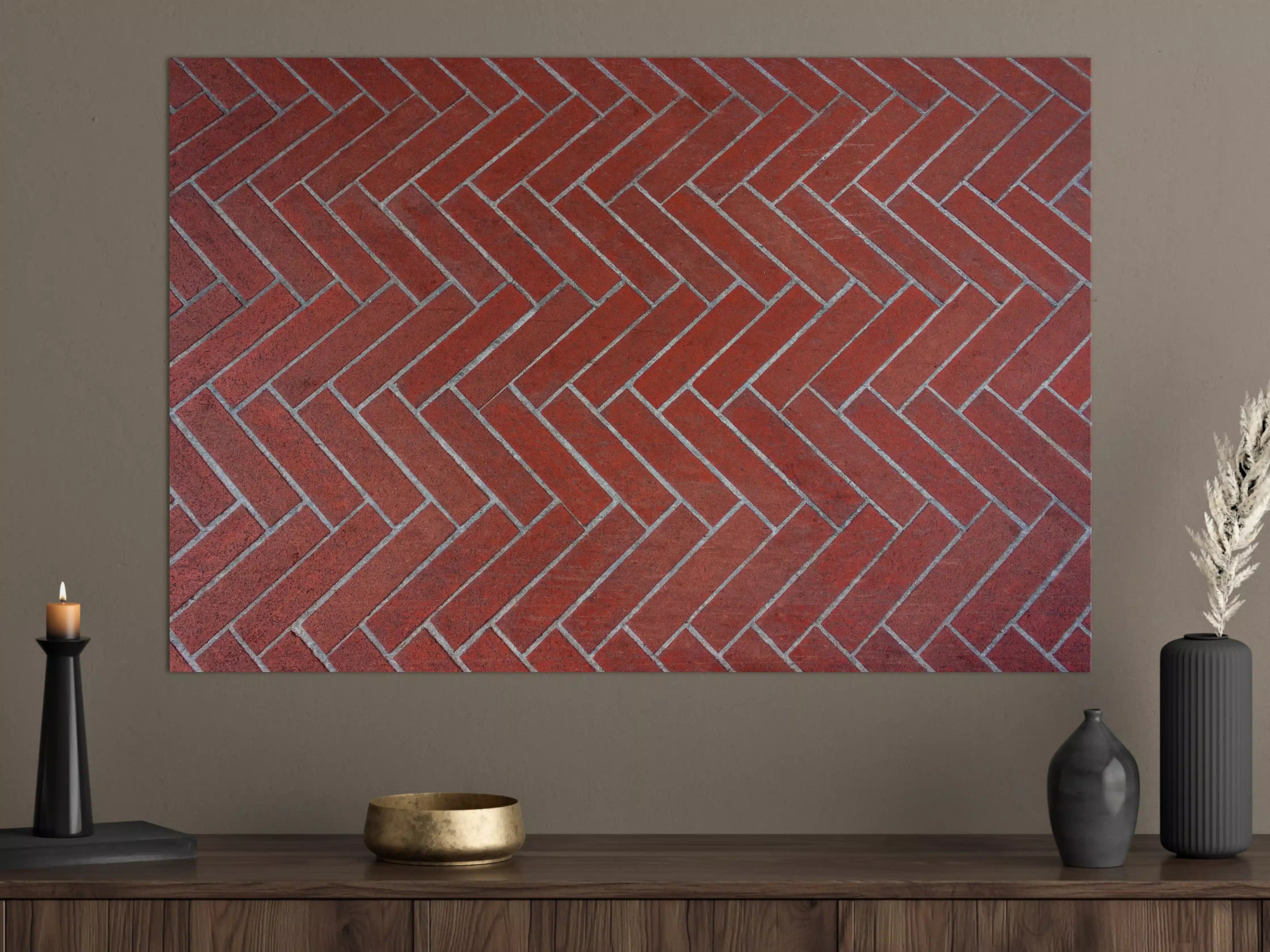 Große Wandbilder - Herringbone Red Brick Pavers