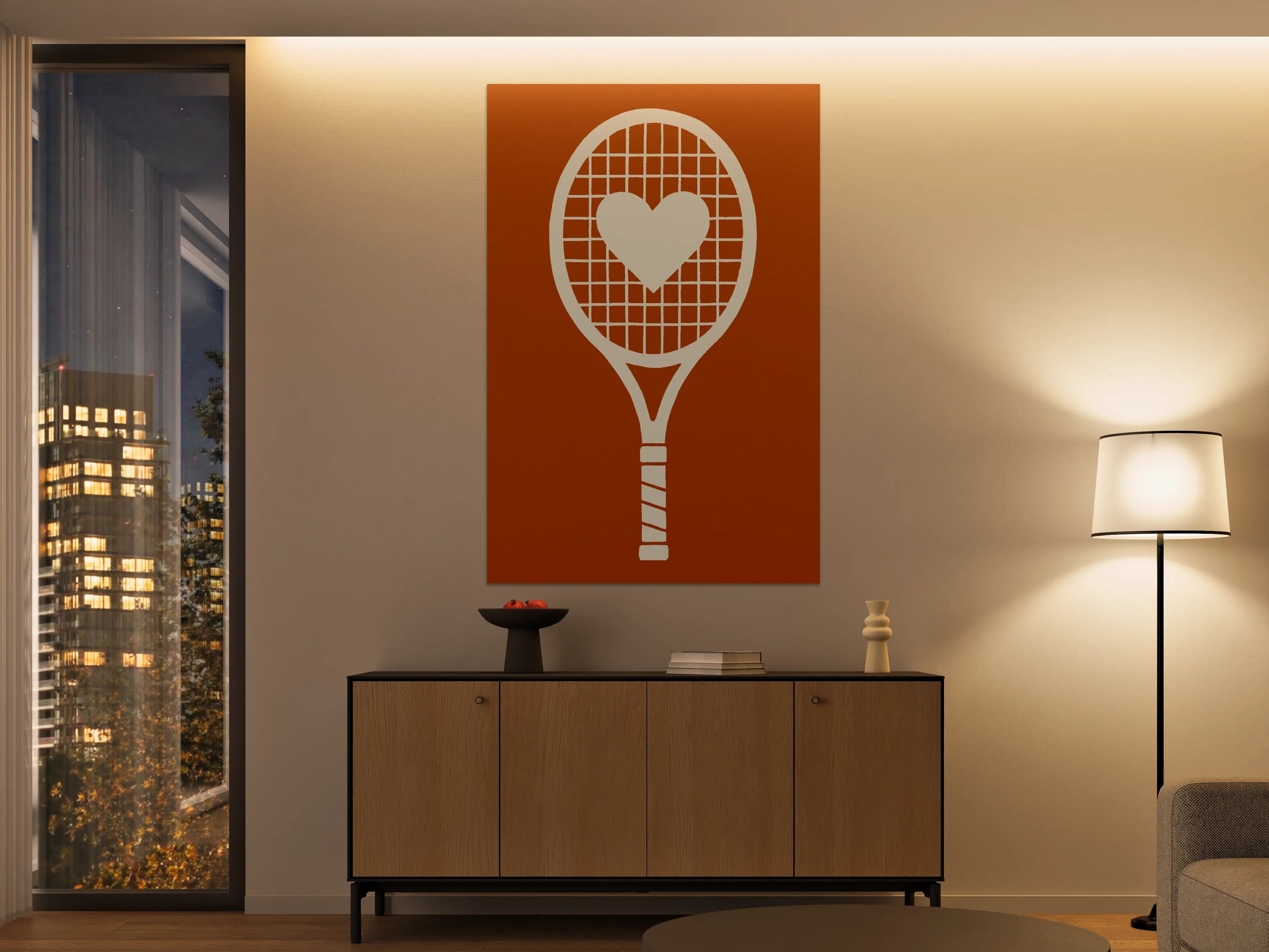 Große Wandbilder - Herz auf Tennisschläger