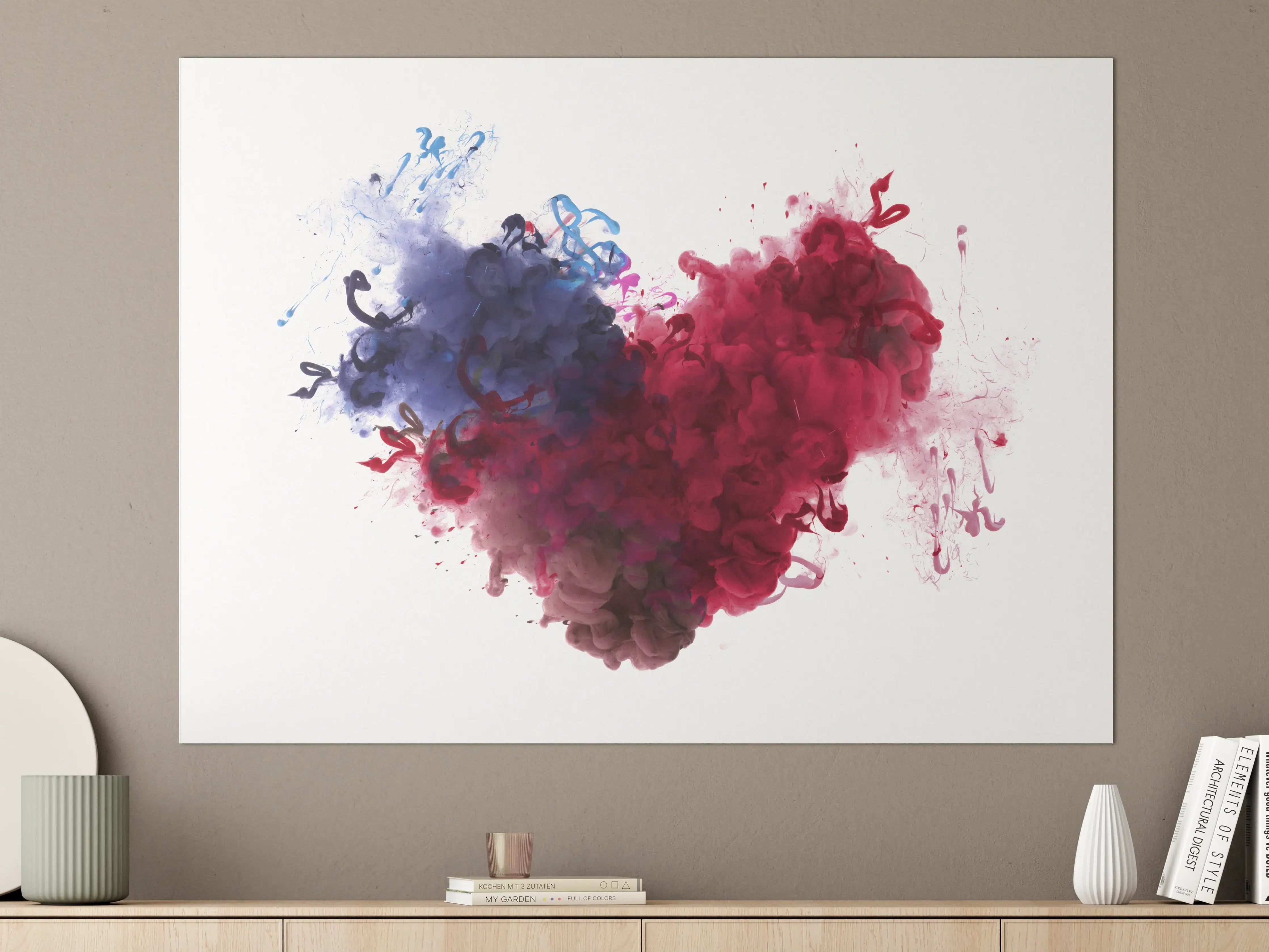 Große Wandbilder - Herz aus Acrylfarben in Wasser