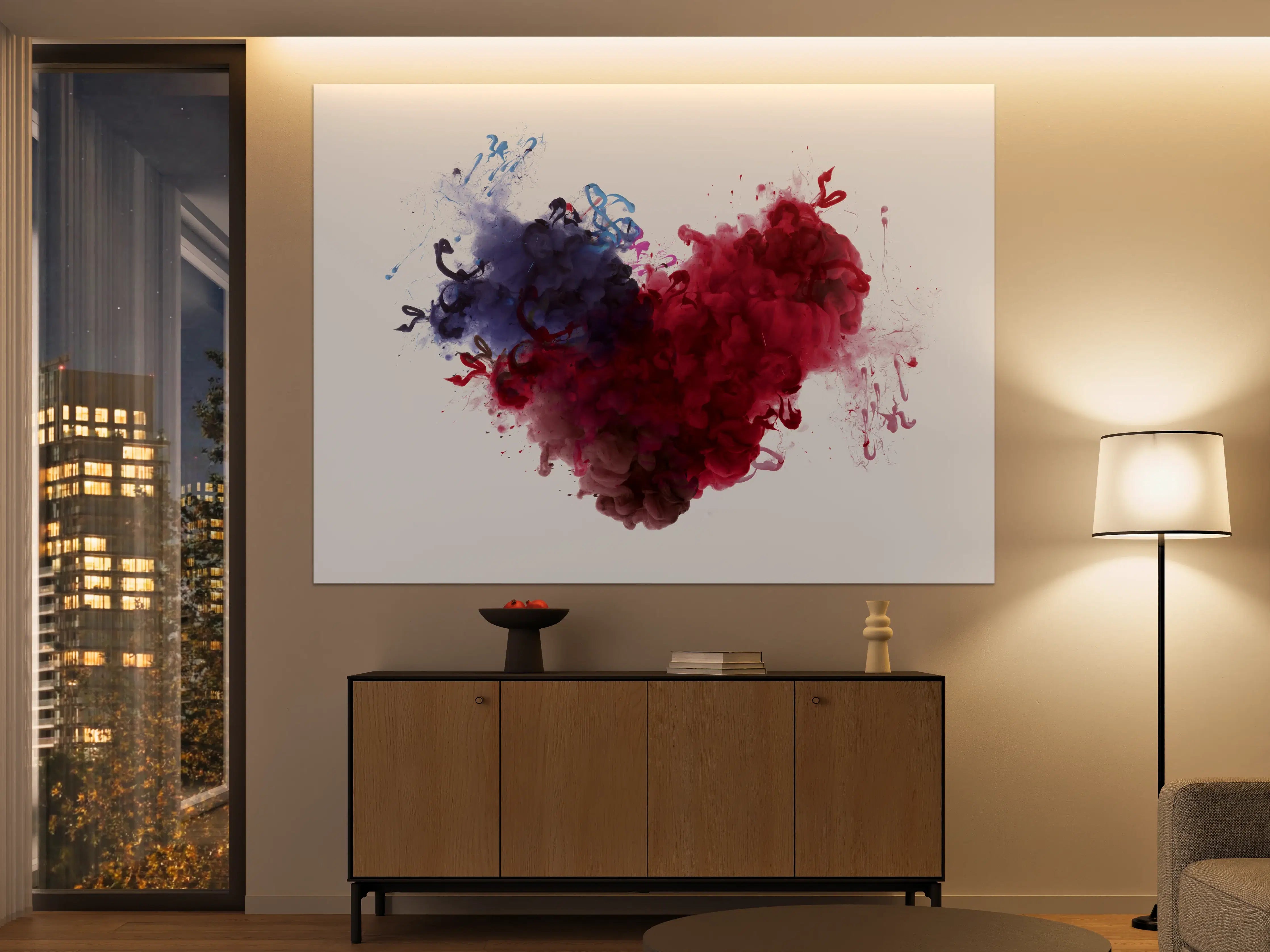 Große Wandbilder - Herz aus Acrylfarben in Wasser