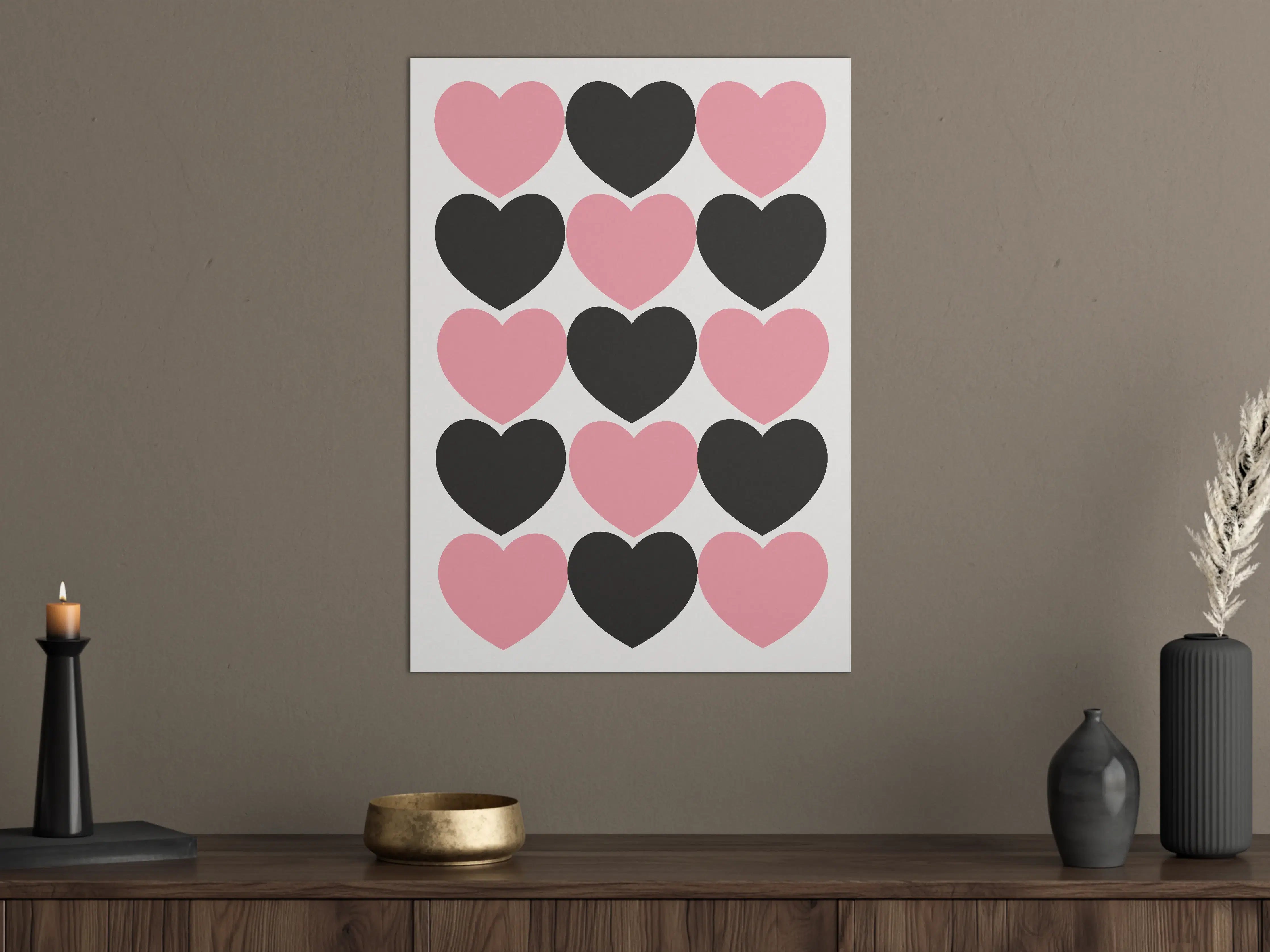 Große Wandbilder - Herzige Liebe in Pink und Schwarz