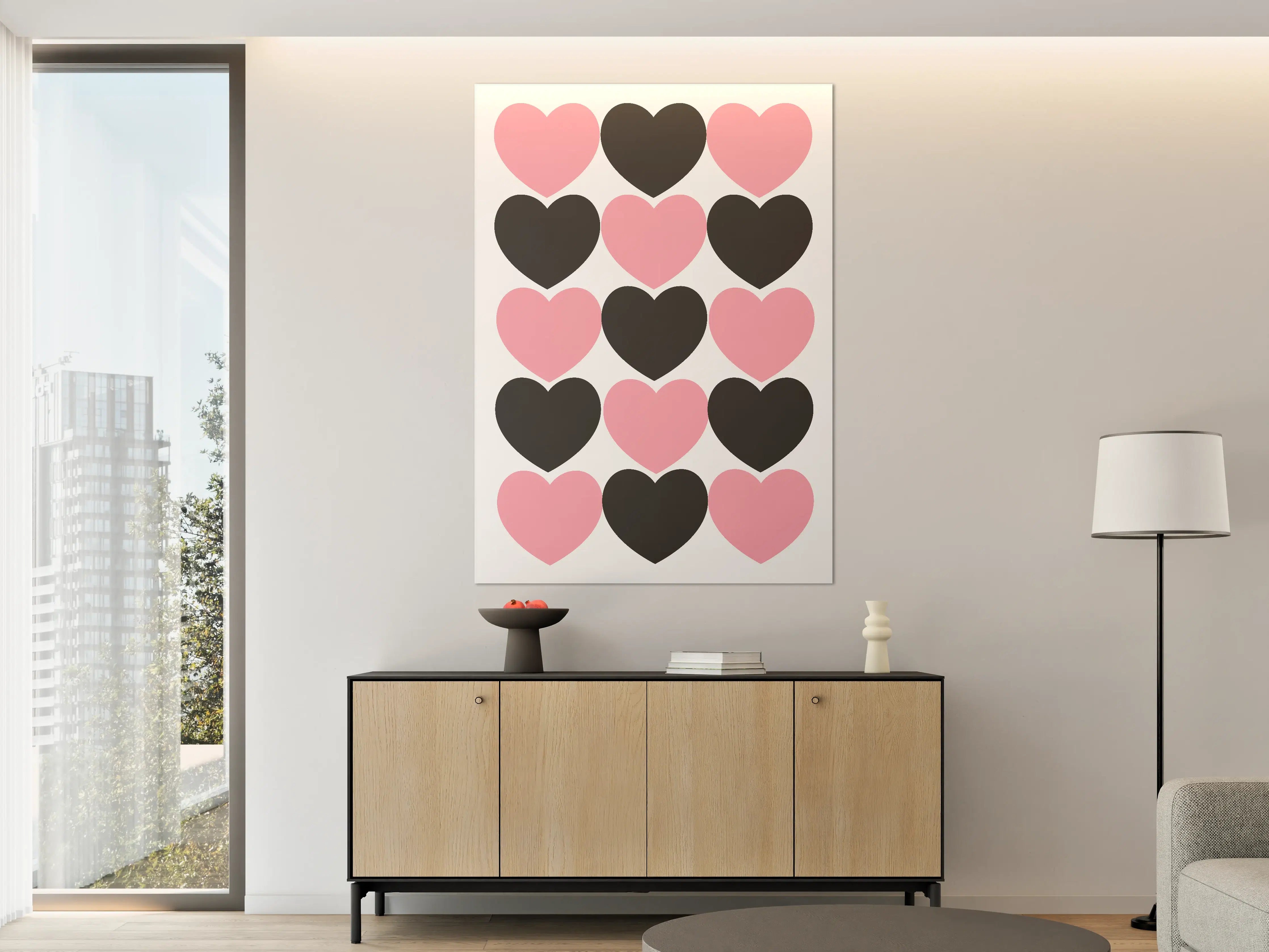 Große Wandbilder - Herzige Liebe in Pink und Schwarz