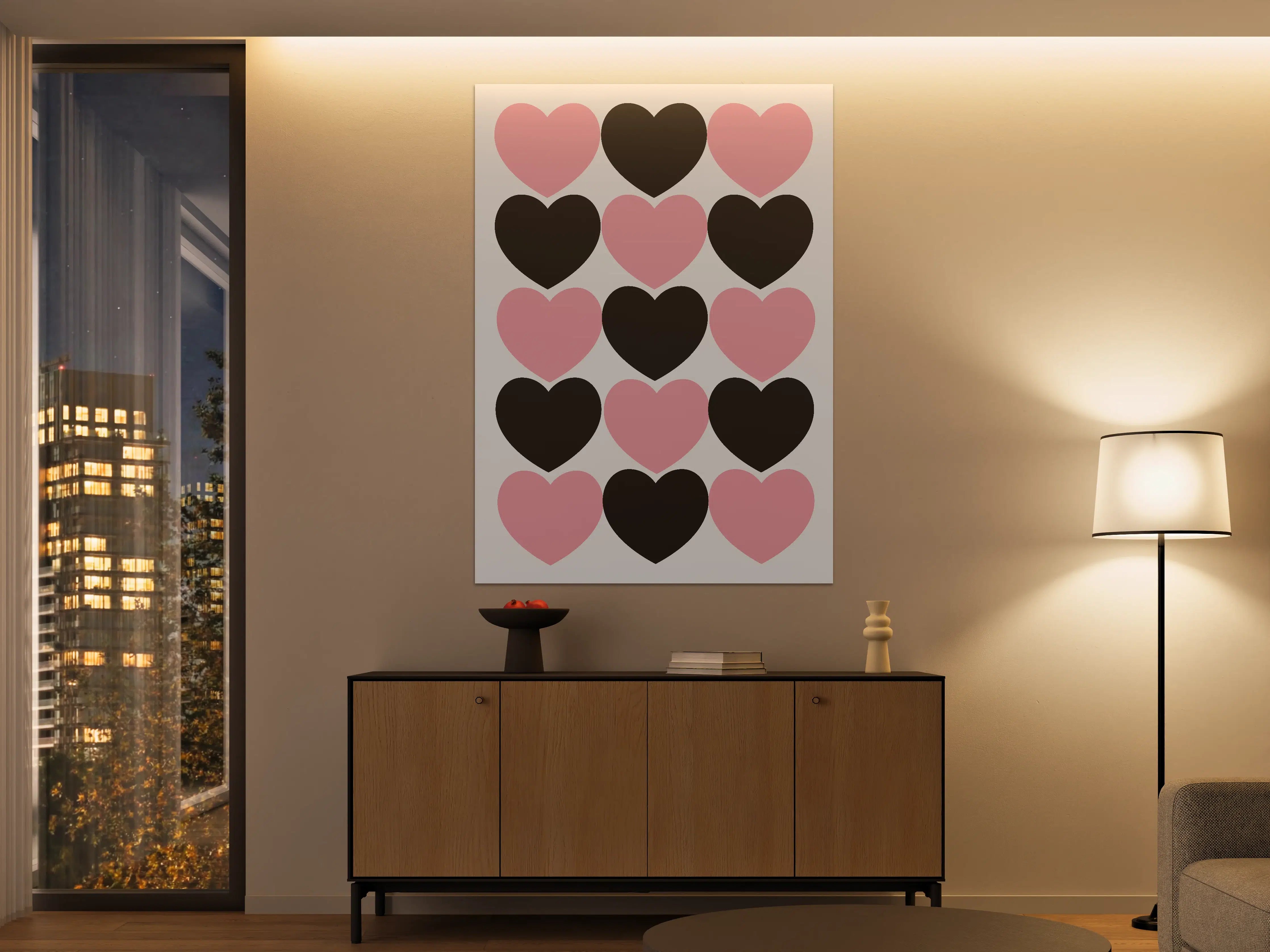 Große Wandbilder - Herzige Liebe in Pink und Schwarz