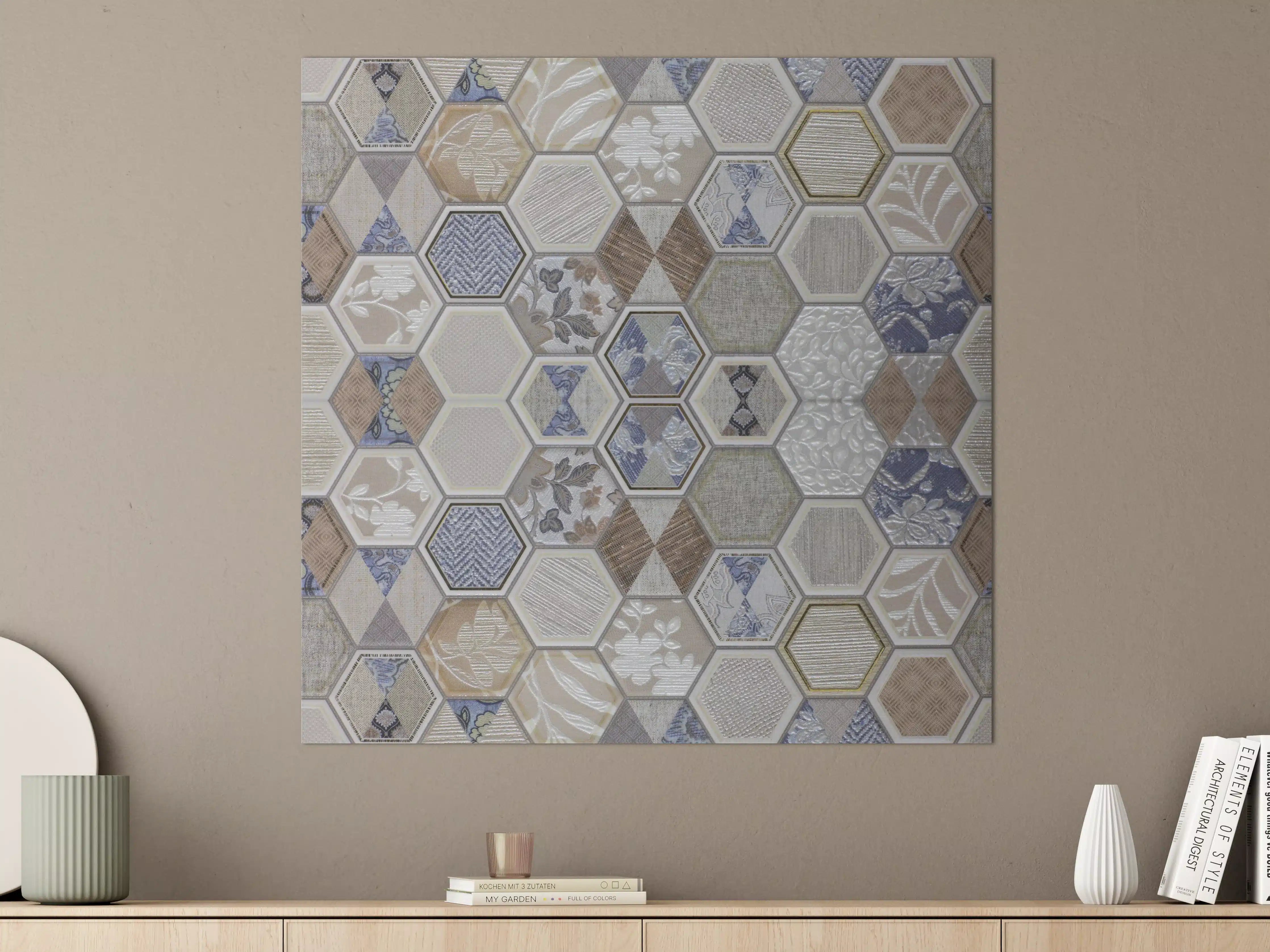 Große Wandbilder - Hexagon Fliesenmuster Bunt