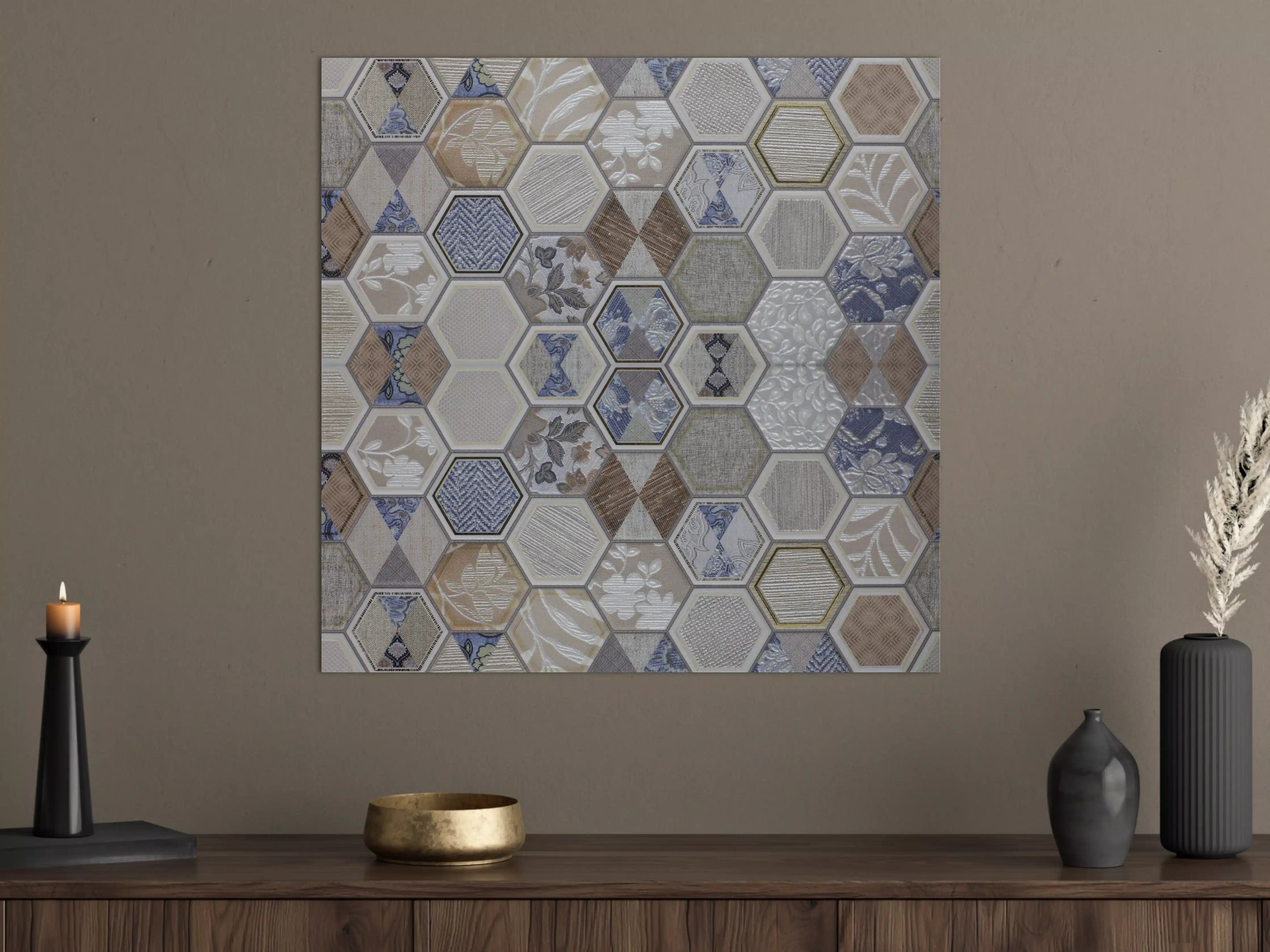 Große Wandbilder - Hexagon Fliesenmuster Bunt