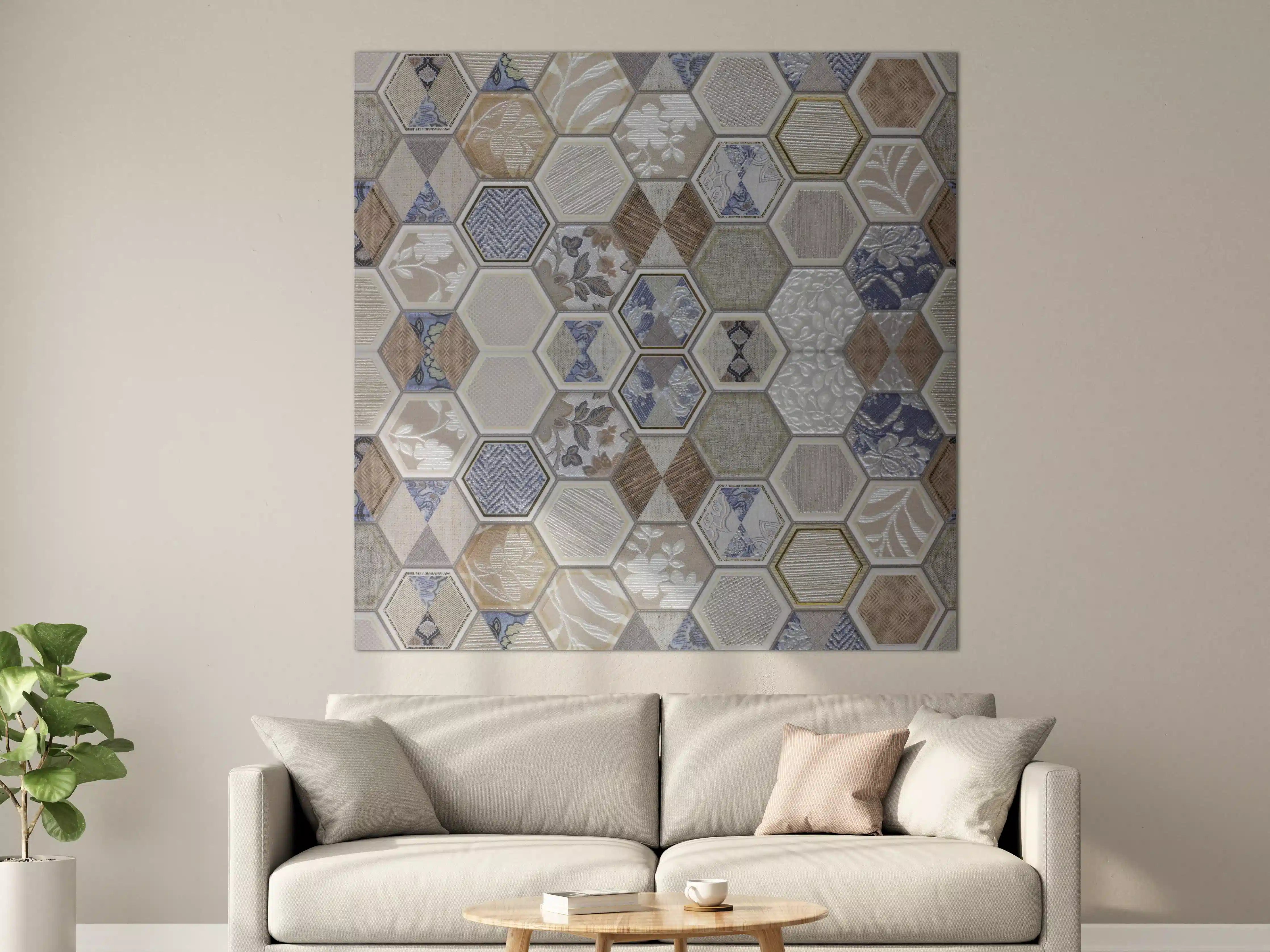 Große Wandbilder - Hexagon Fliesenmuster Bunt
