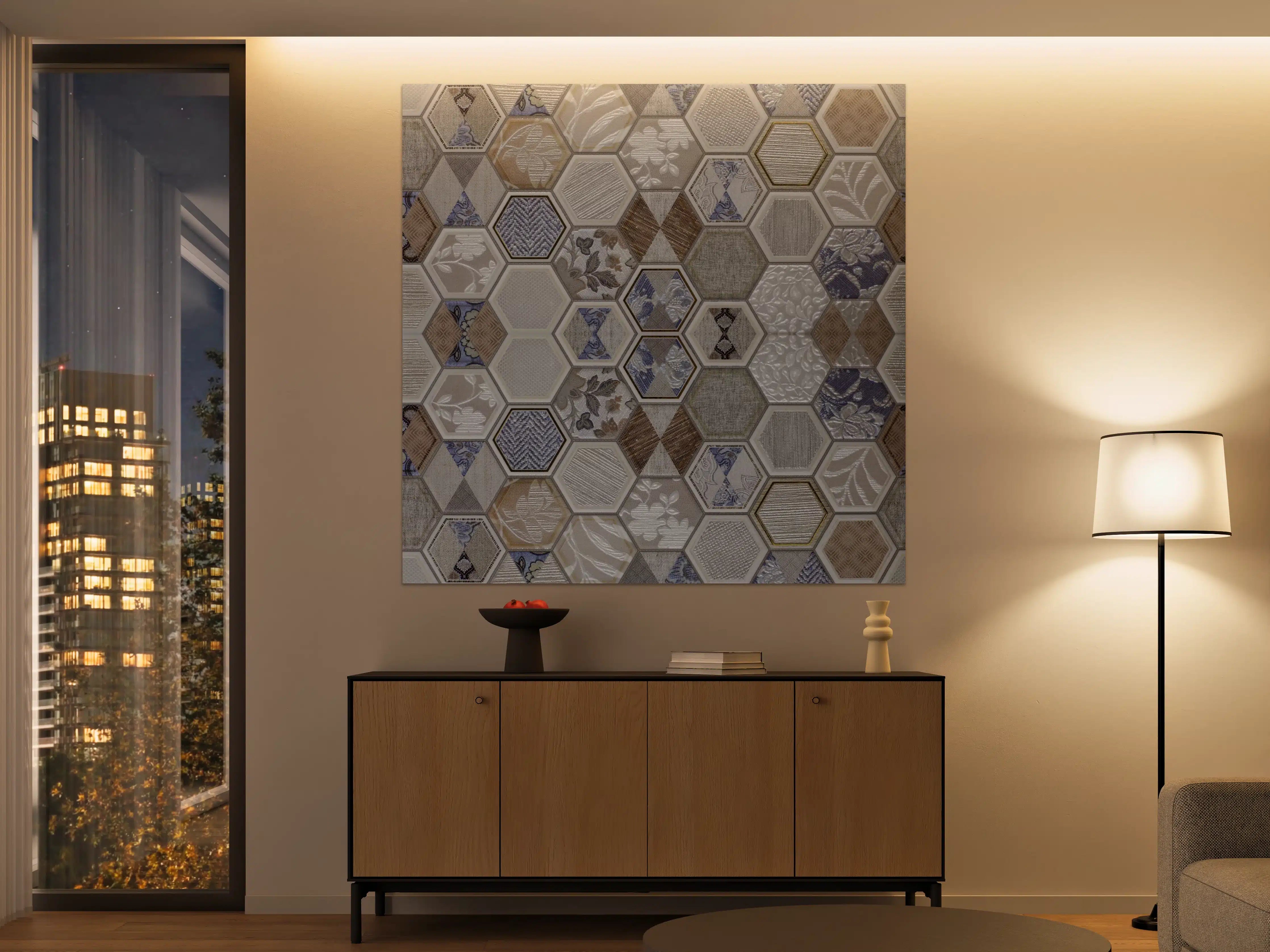 Große Wandbilder - Hexagon Fliesenmuster Bunt