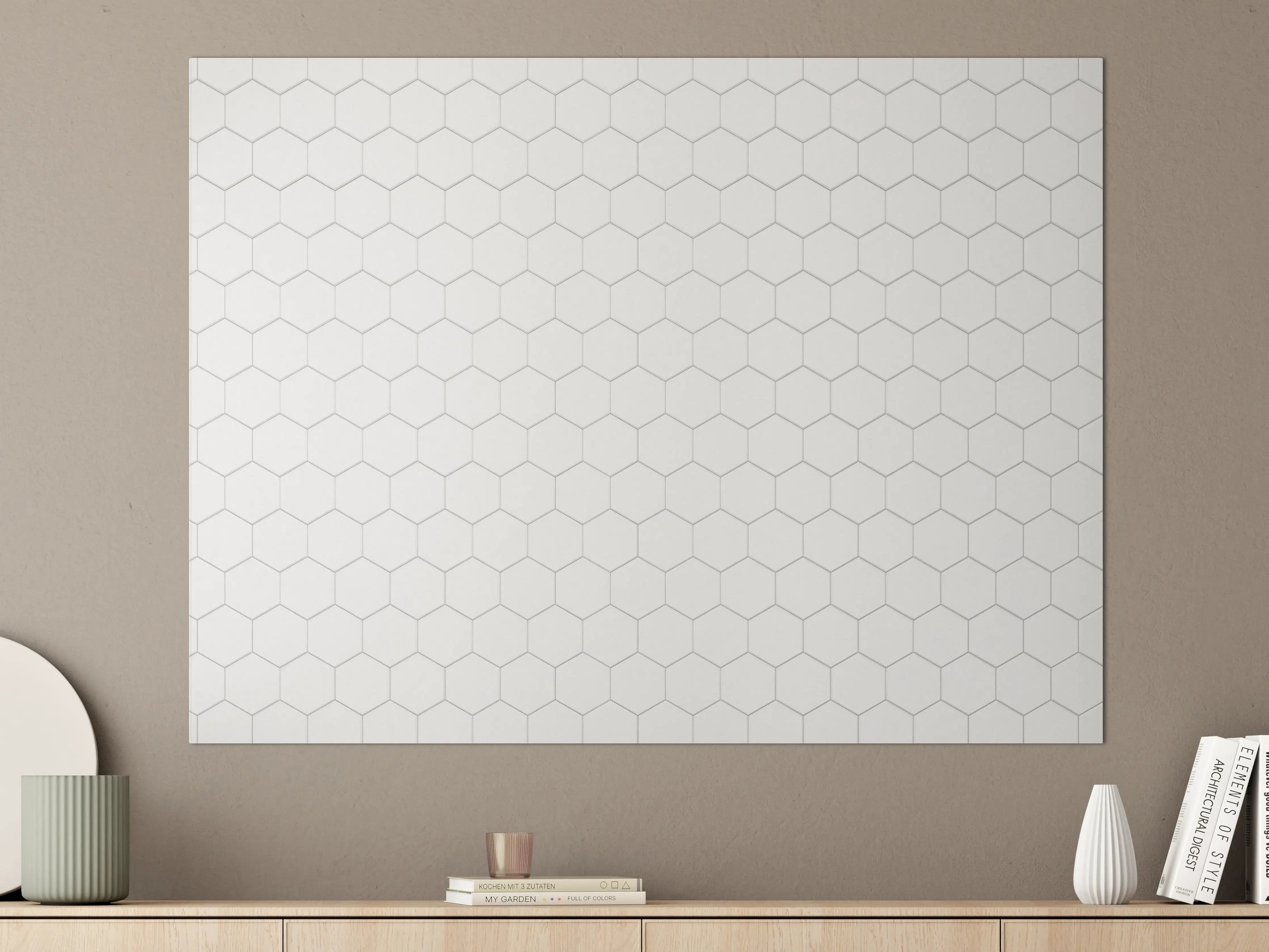 Große Wandbilder - Hexagon Muster in Weiß und Grau
