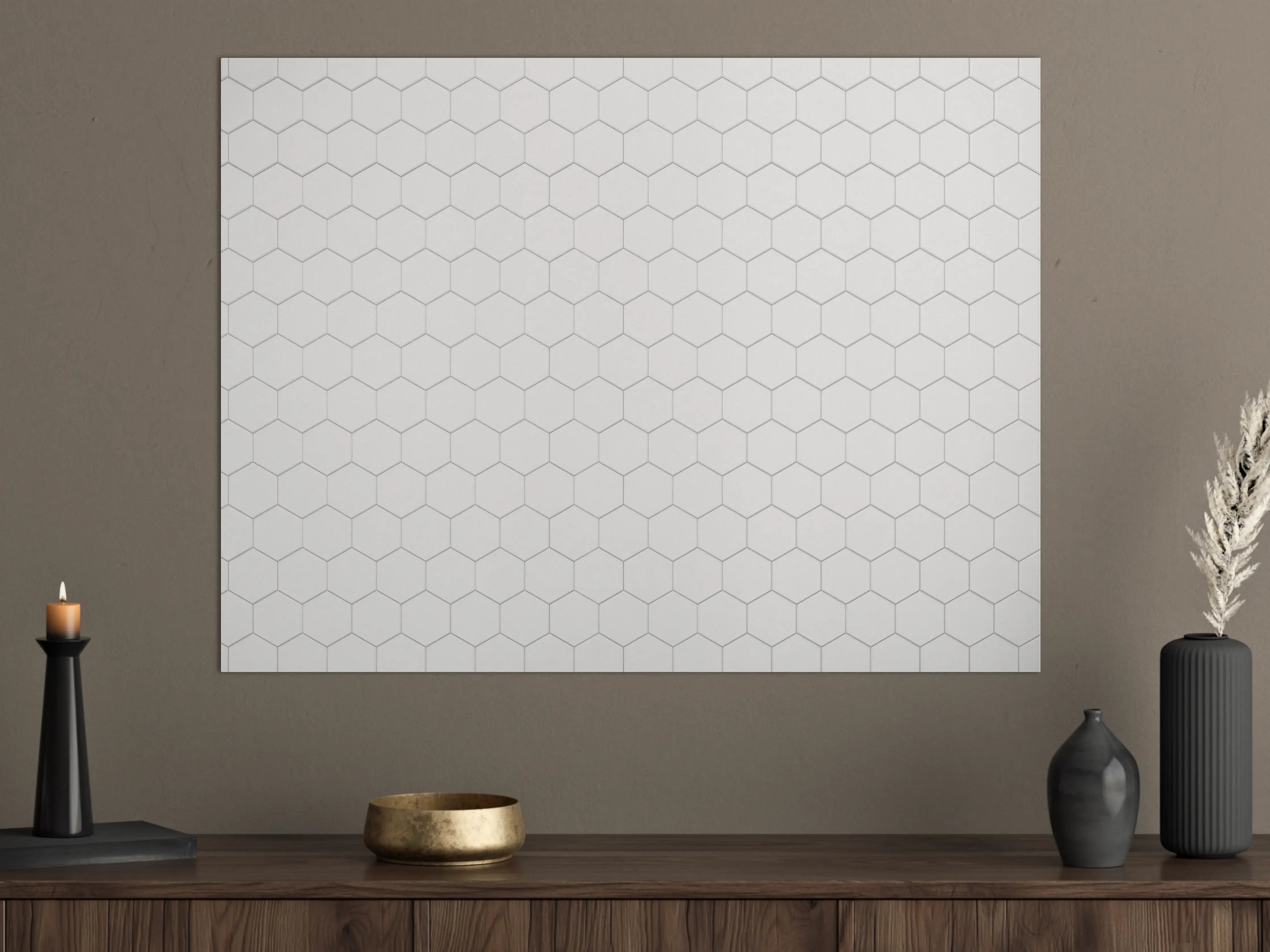 Große Wandbilder - Hexagon Muster in Weiß und Grau