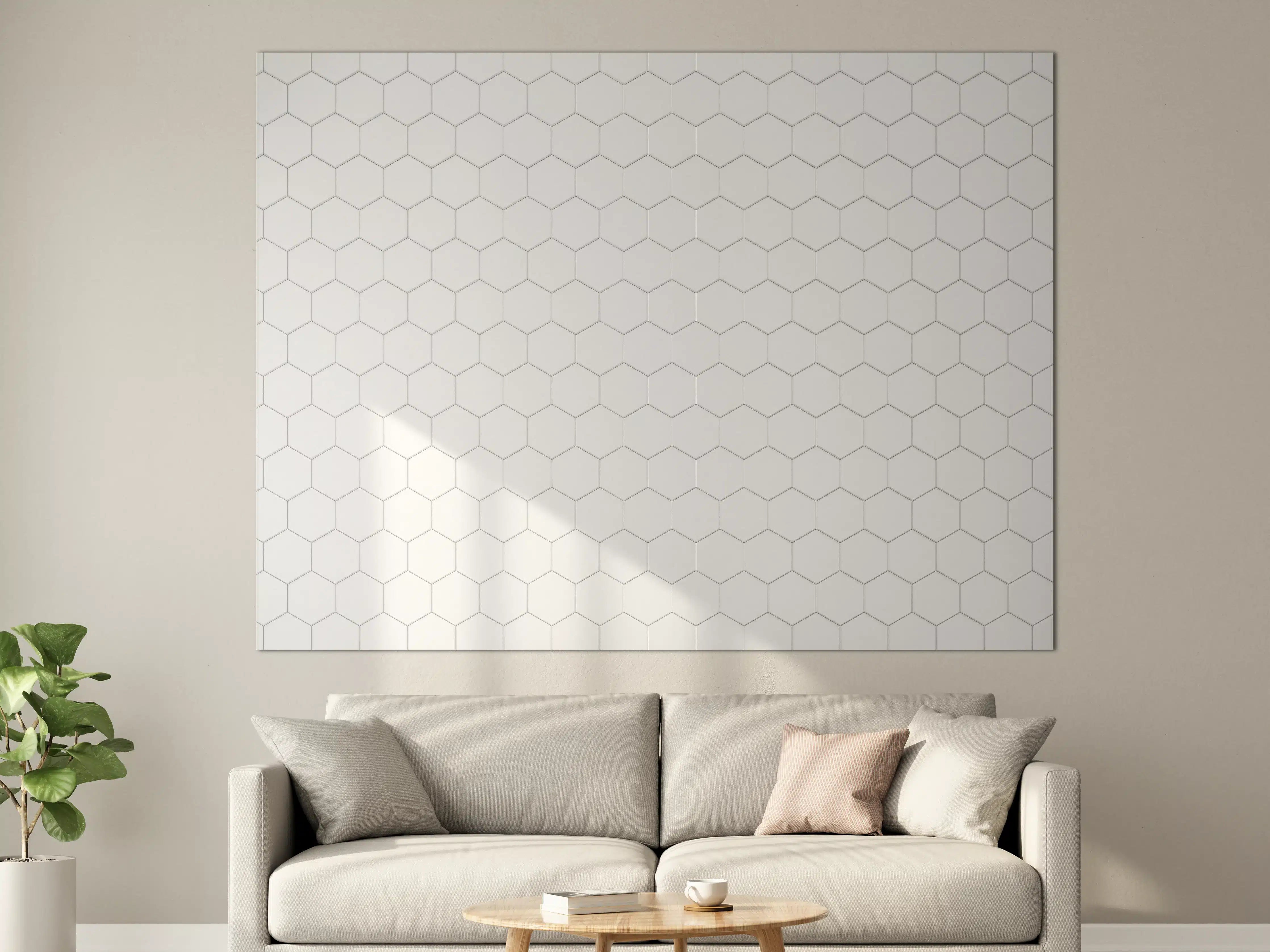 Große Wandbilder - Hexagon Muster in Weiß und Grau