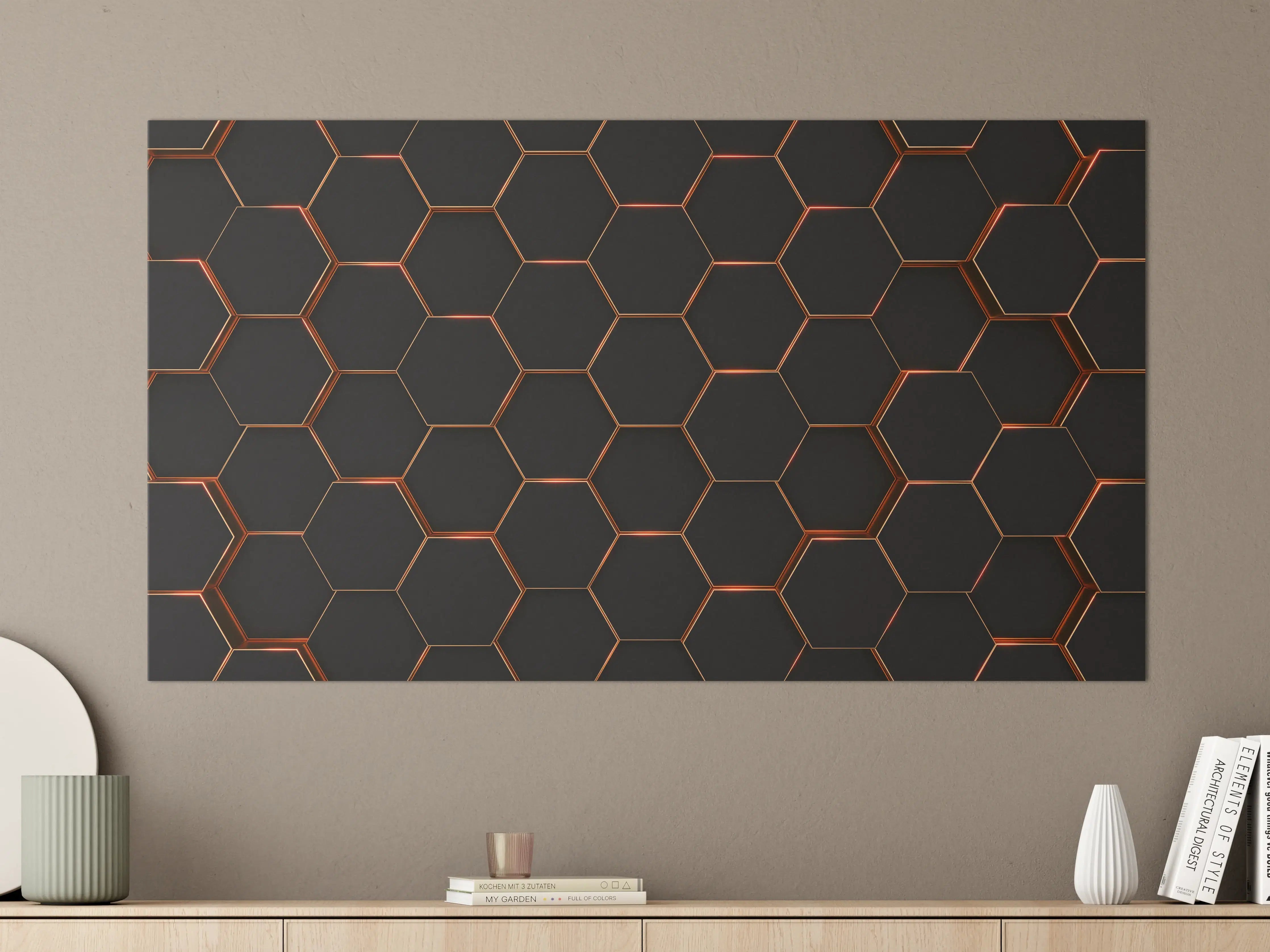 Große Wandbilder - Hexagon Schwarz-Gold Muster