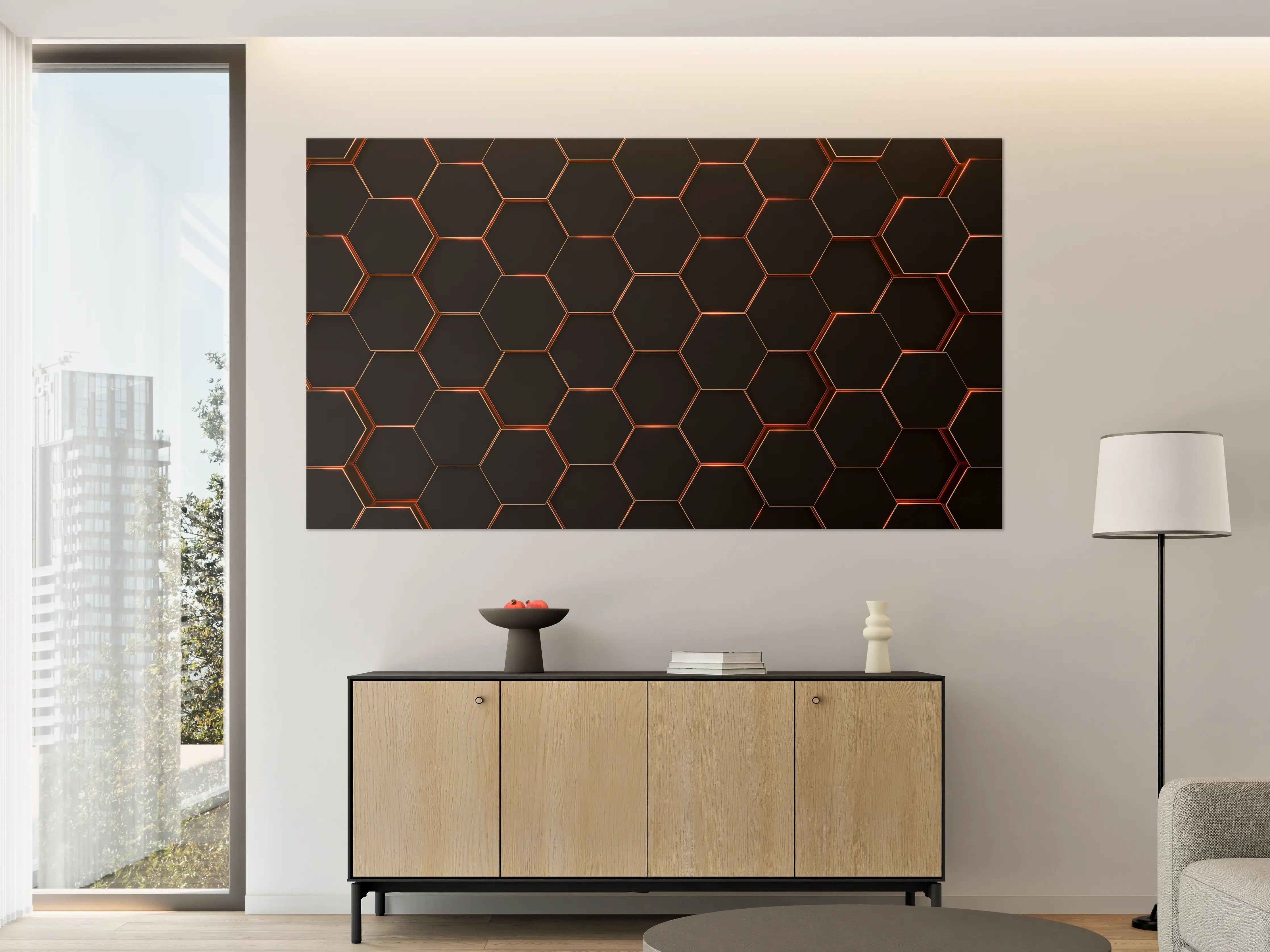 Große Wandbilder - Hexagon Schwarz-Gold Muster