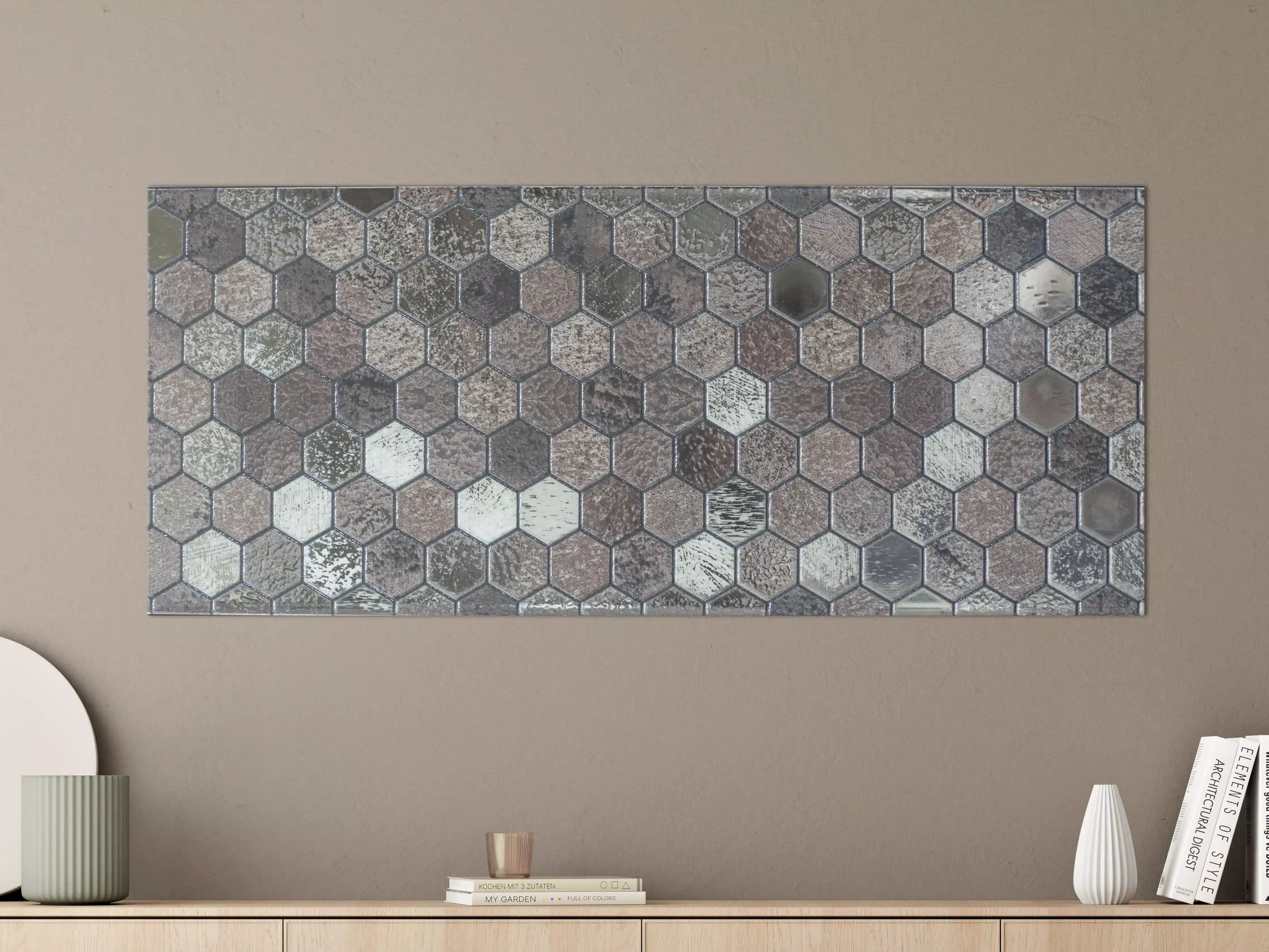Große Wandbilder - Hexagonale Mosaikfliesen mit Steinoptik
