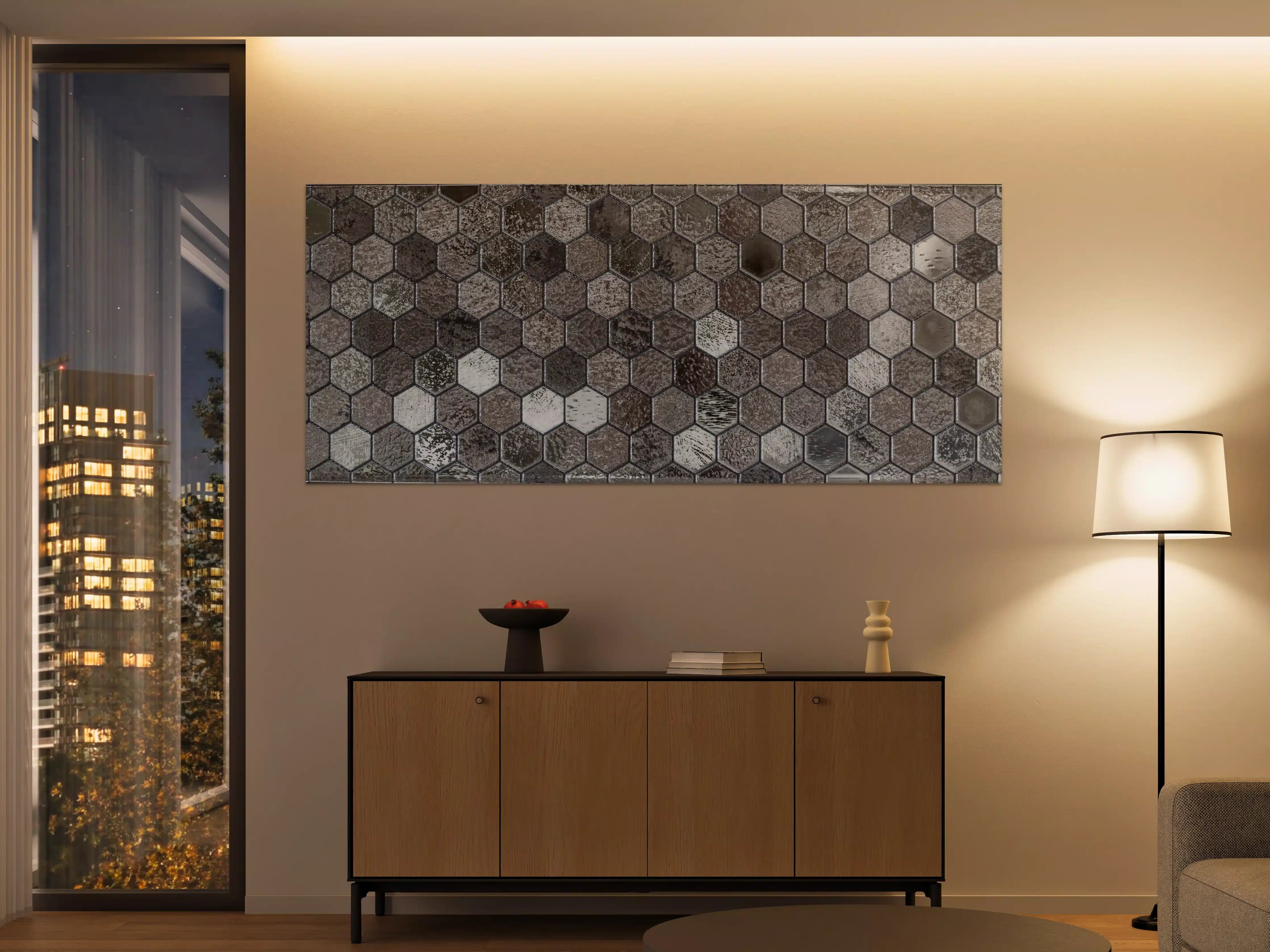 Große Wandbilder - Hexagonale Mosaikfliesen mit Steinoptik