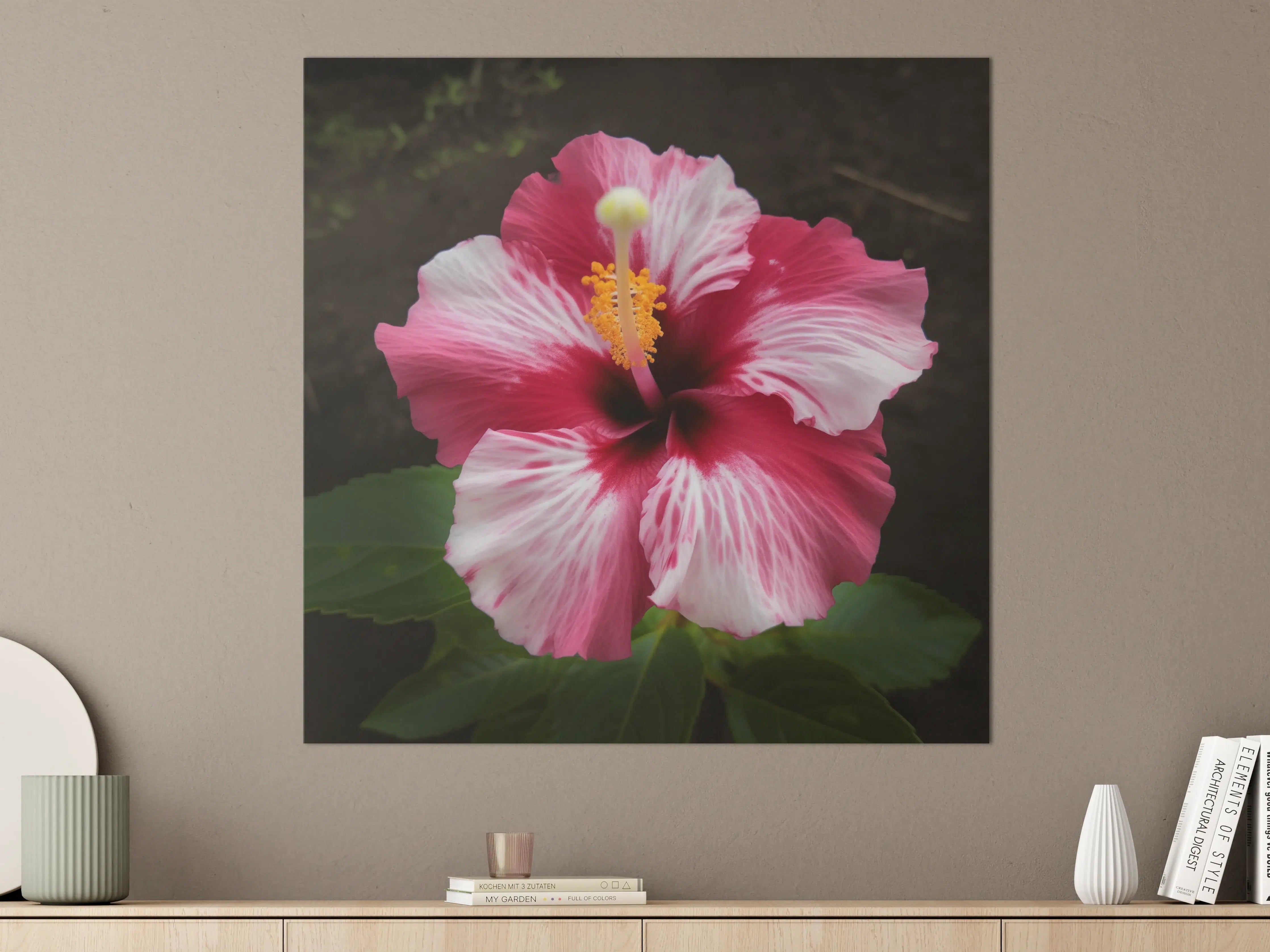 Große Wandbilder - Hibiskusblüte in Pink und Weiß