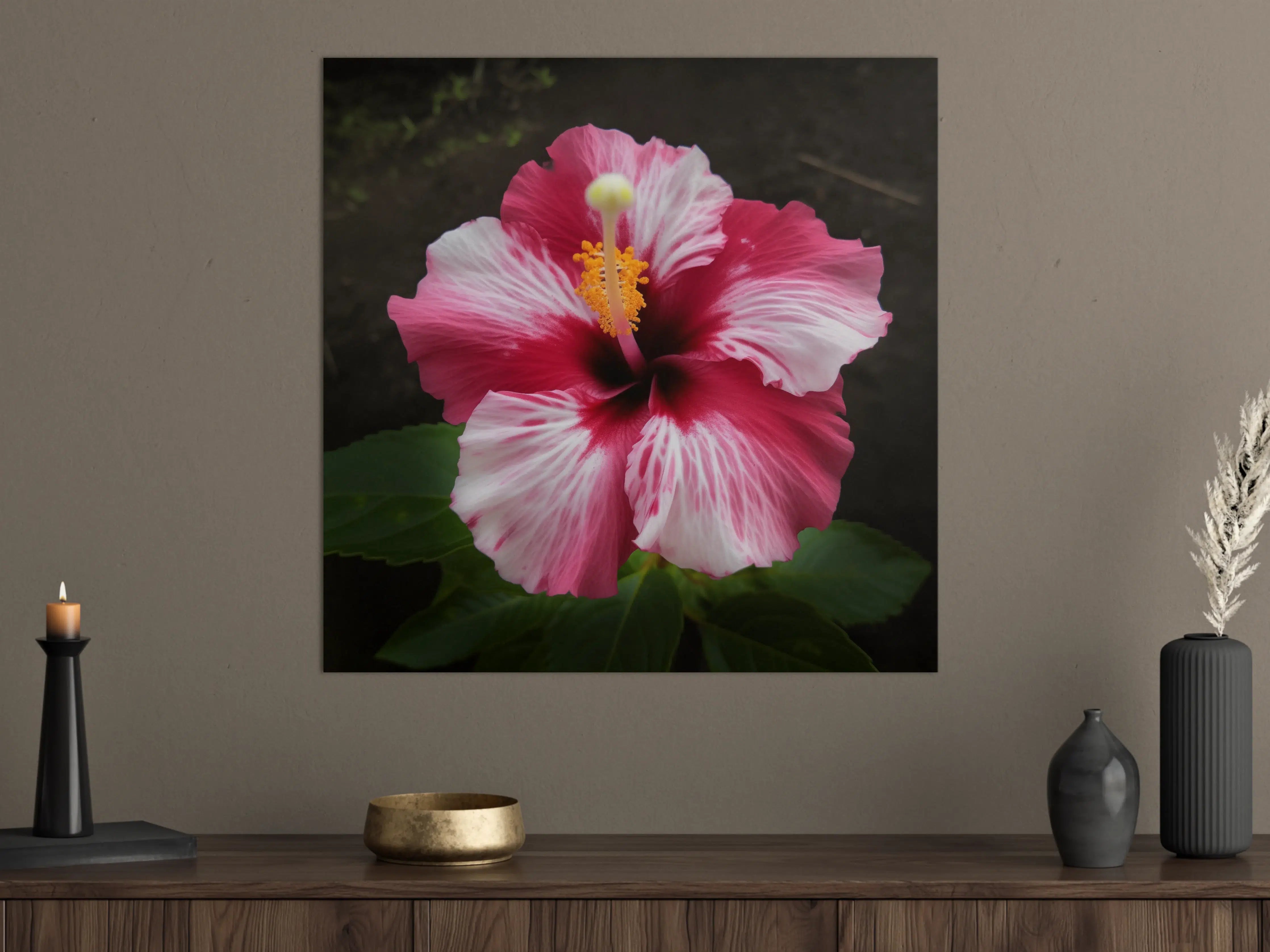 Große Wandbilder - Hibiskusblüte in Pink und Weiß