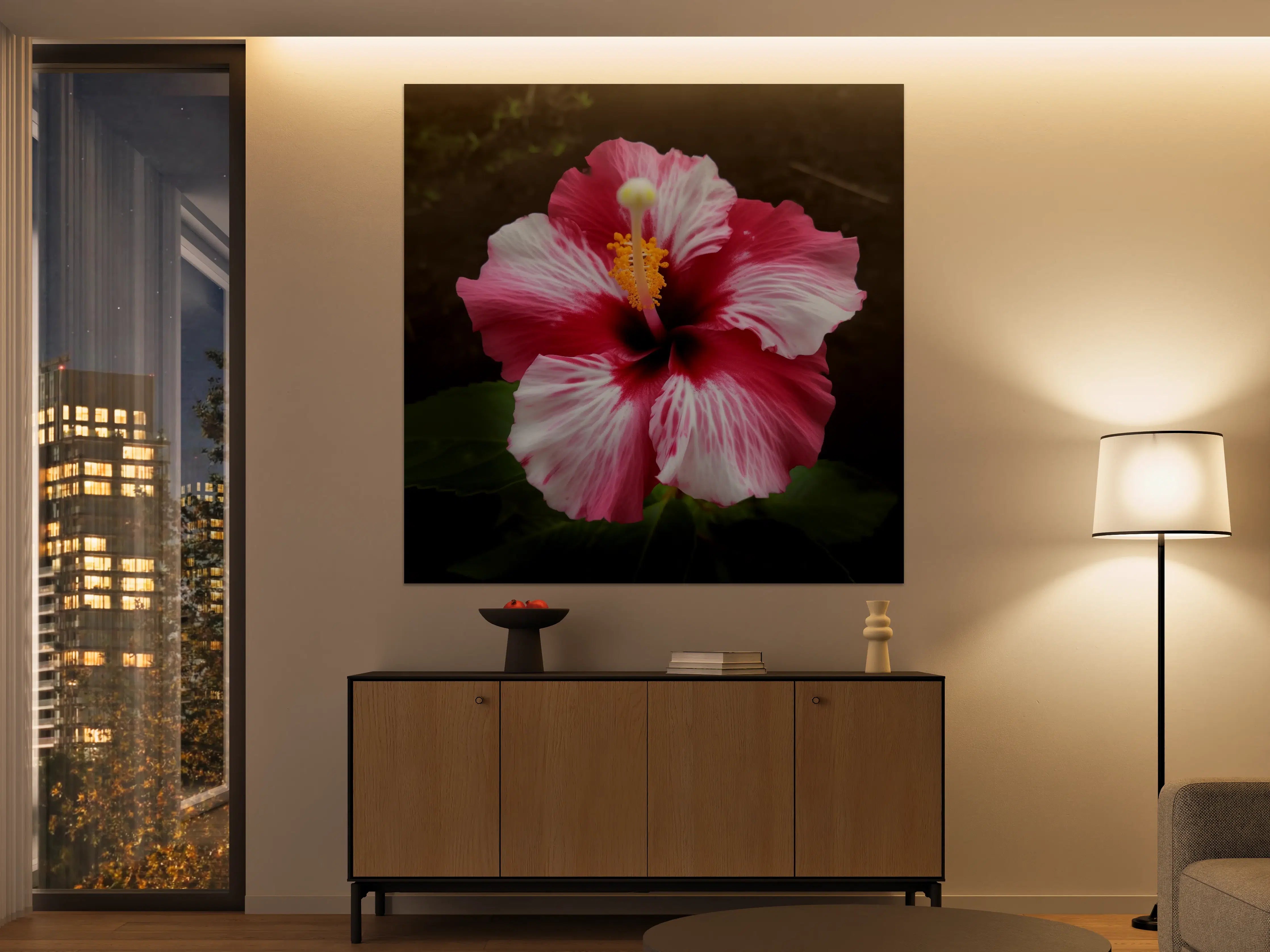 Große Wandbilder - Hibiskusblüte in Pink und Weiß