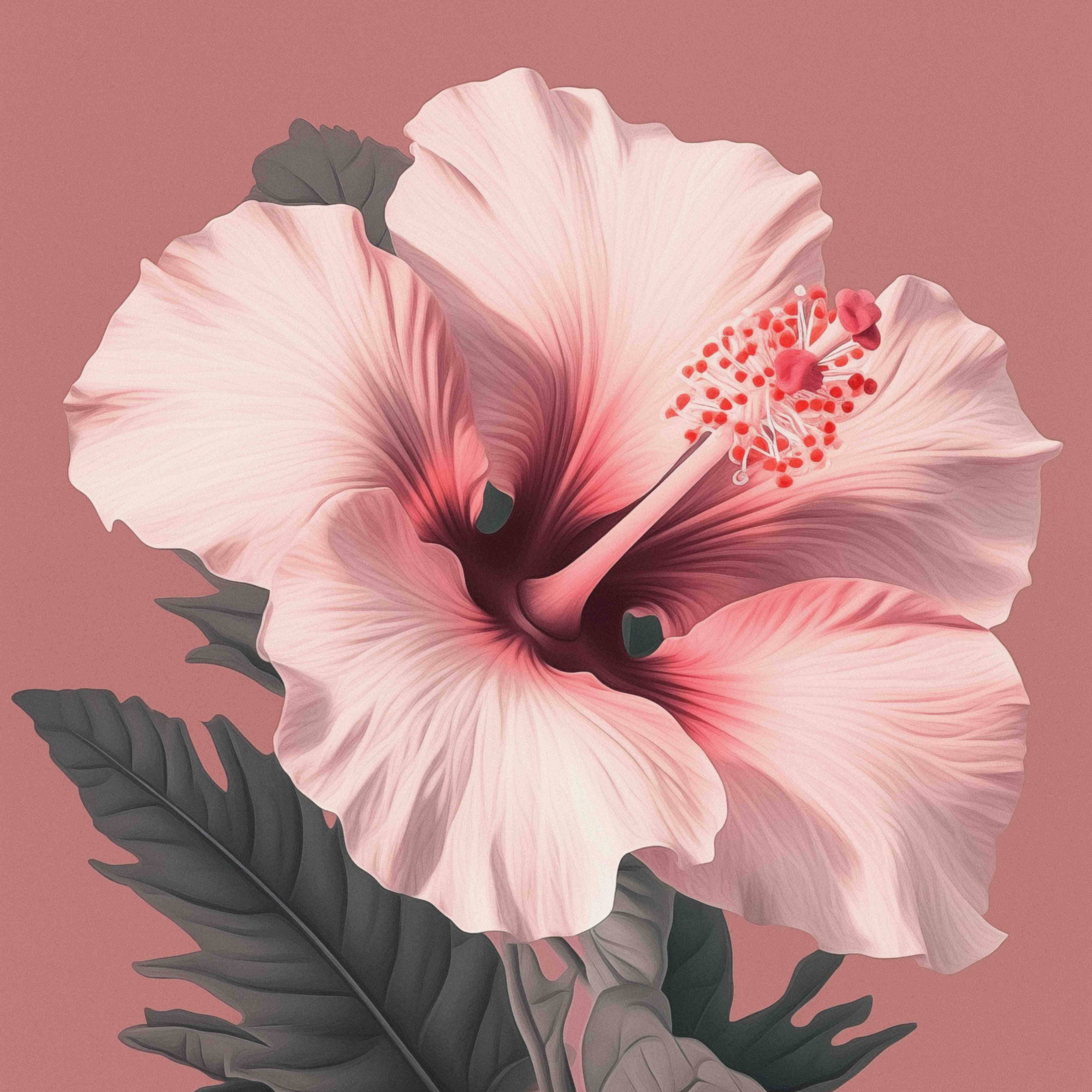 Große Wandbilder-Hibiskusblüte in zarten Rosa-Tönen