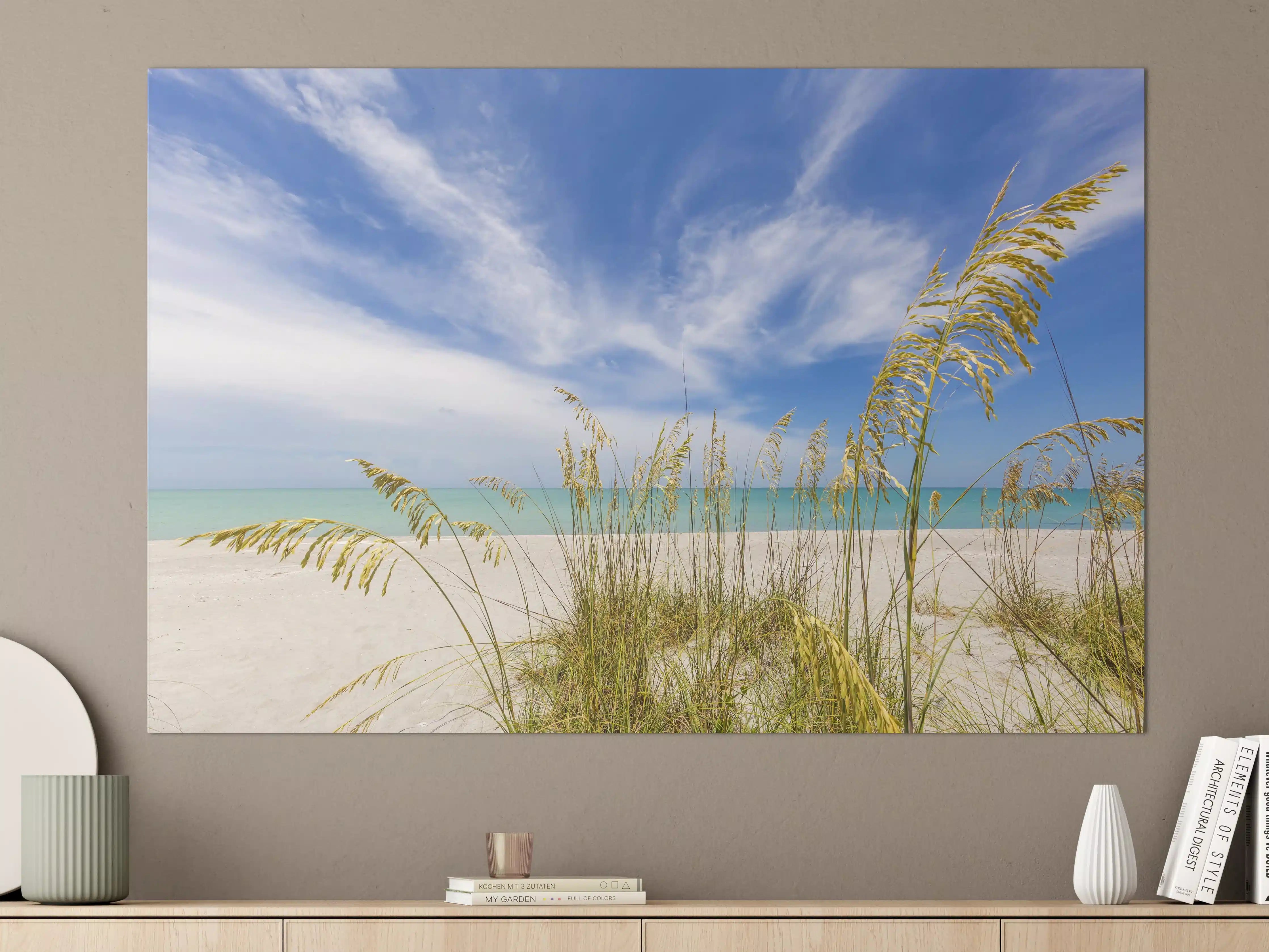 Große Wandbilder - Himmel über Strand mit Seegras
