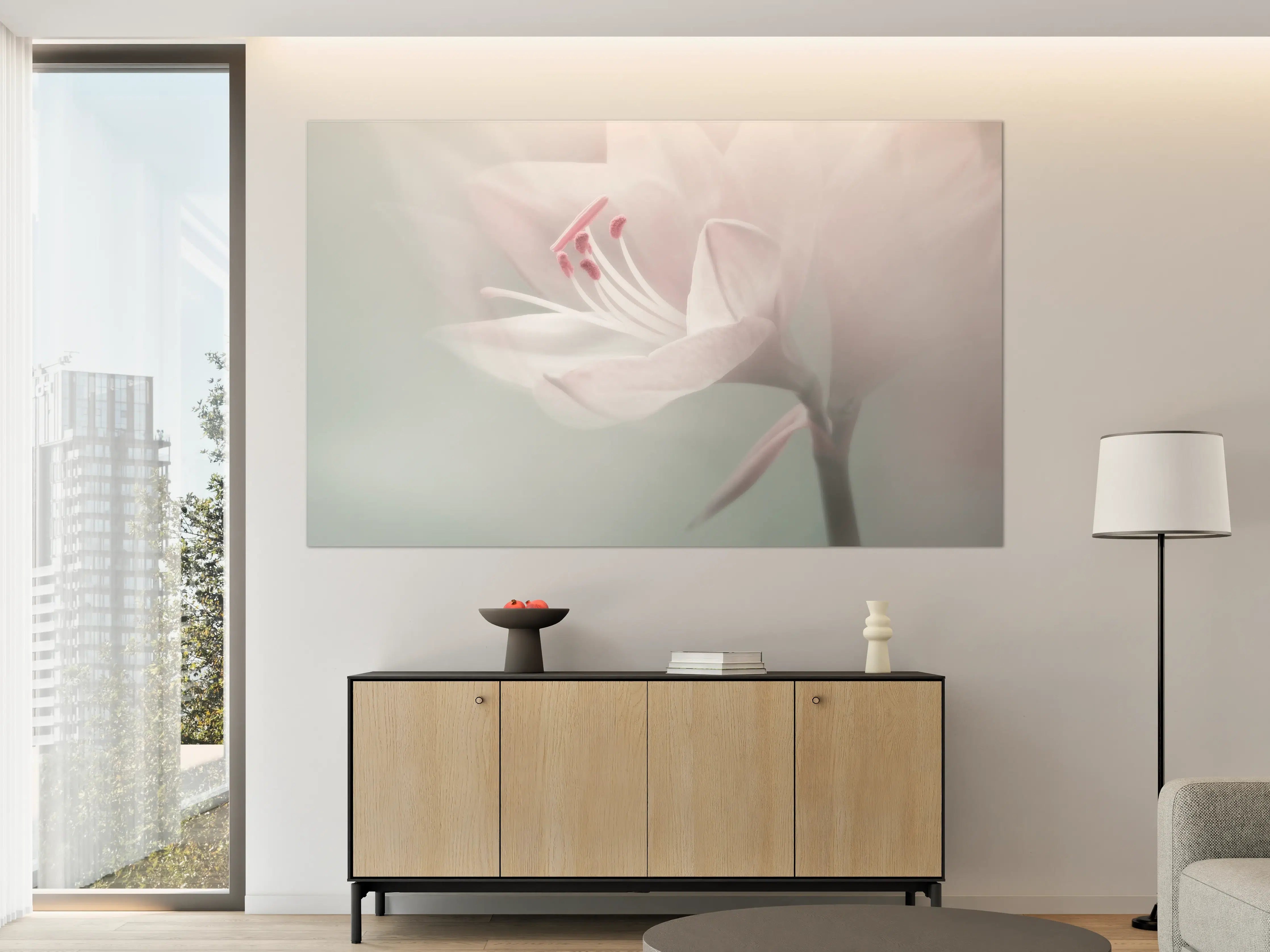 Große Wandbilder - Himmelsweiche Blüte in Pastellfarben
