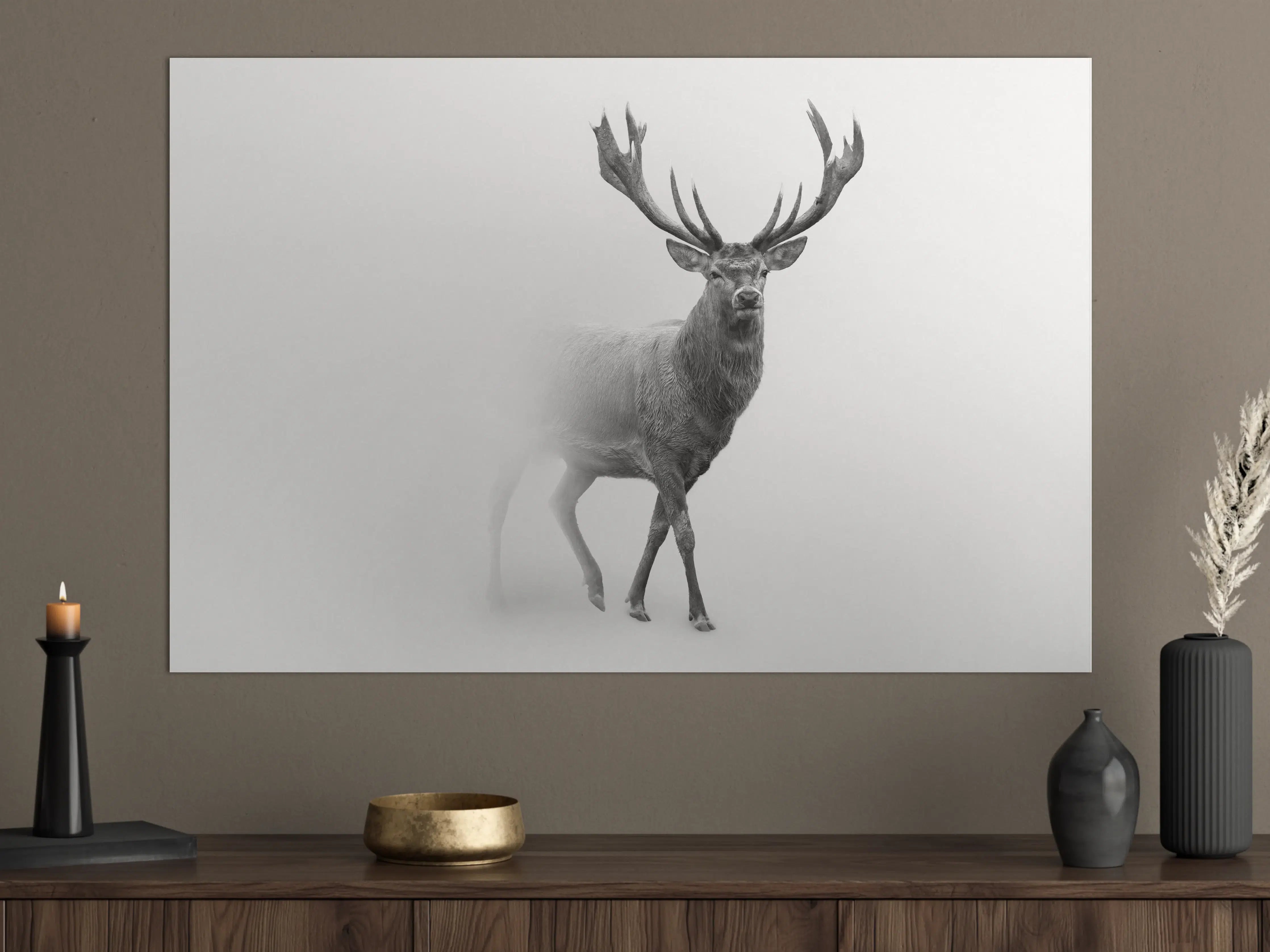 Große Wandbilder - Hirsch Graustufenbild