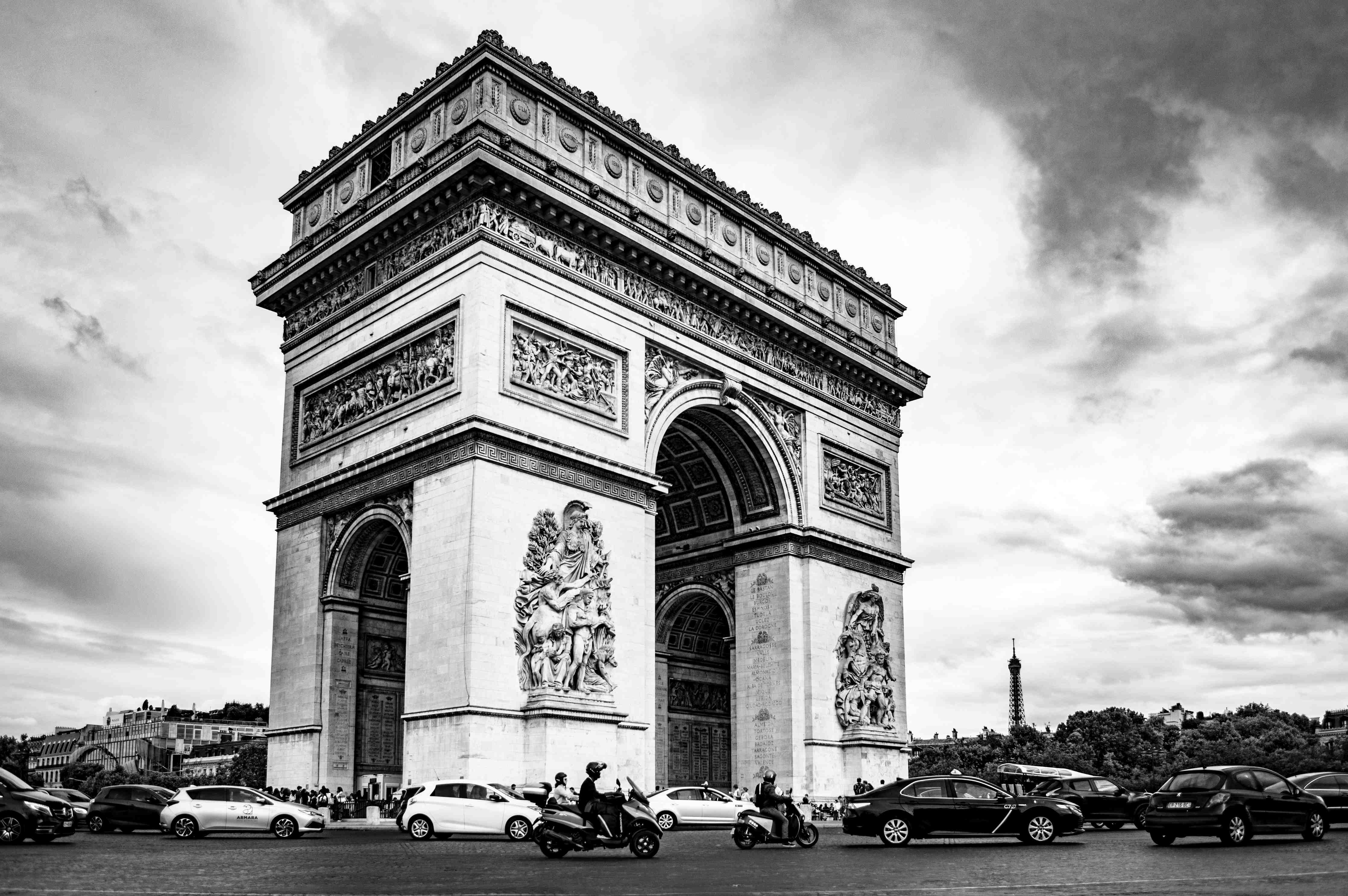 Große Wandbilder-Historisches Arc de Triomphe im Schwarz-Weiß