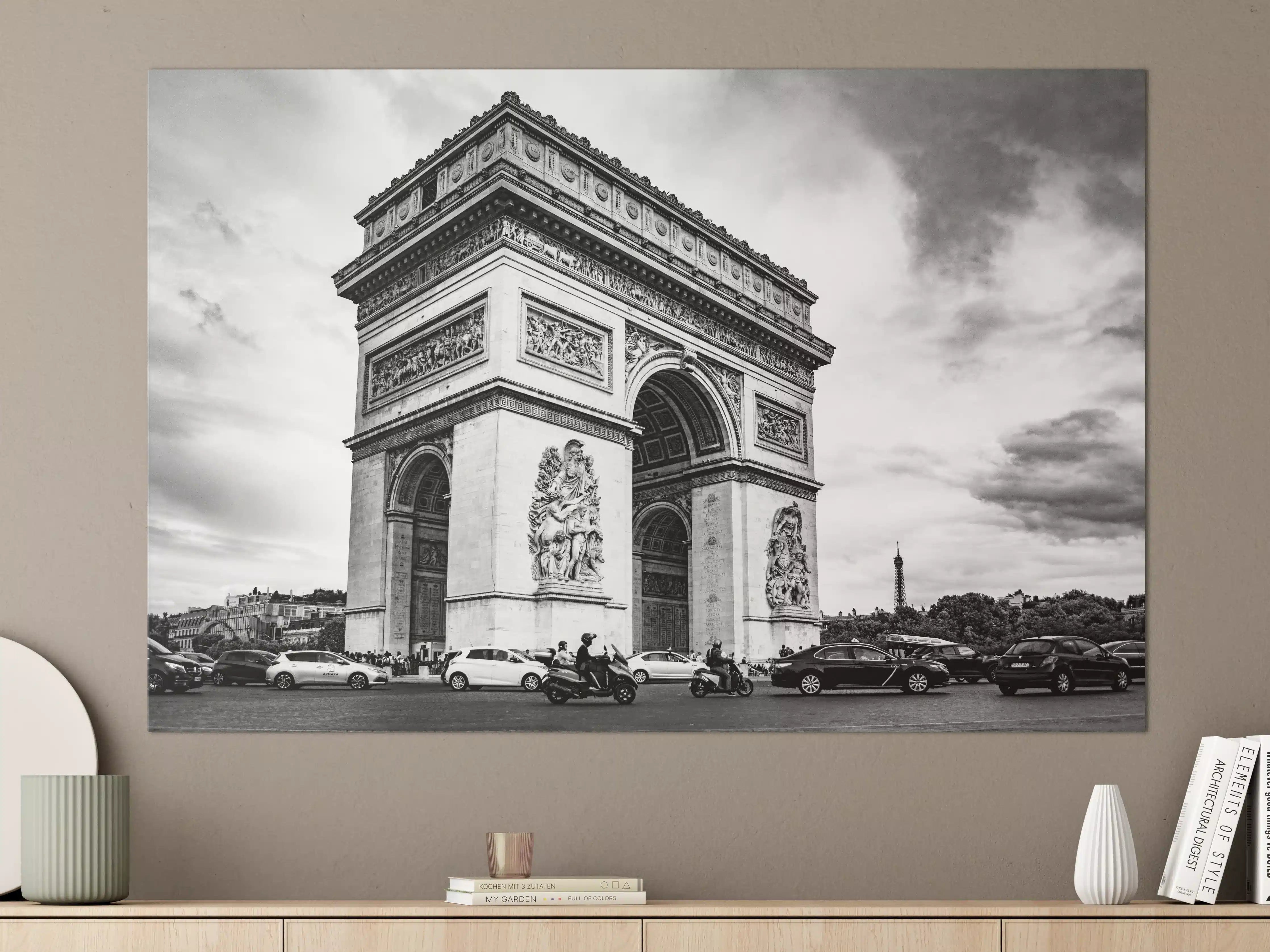 Große Wandbilder - Historisches Arc de Triomphe im Schwarz-Weiß