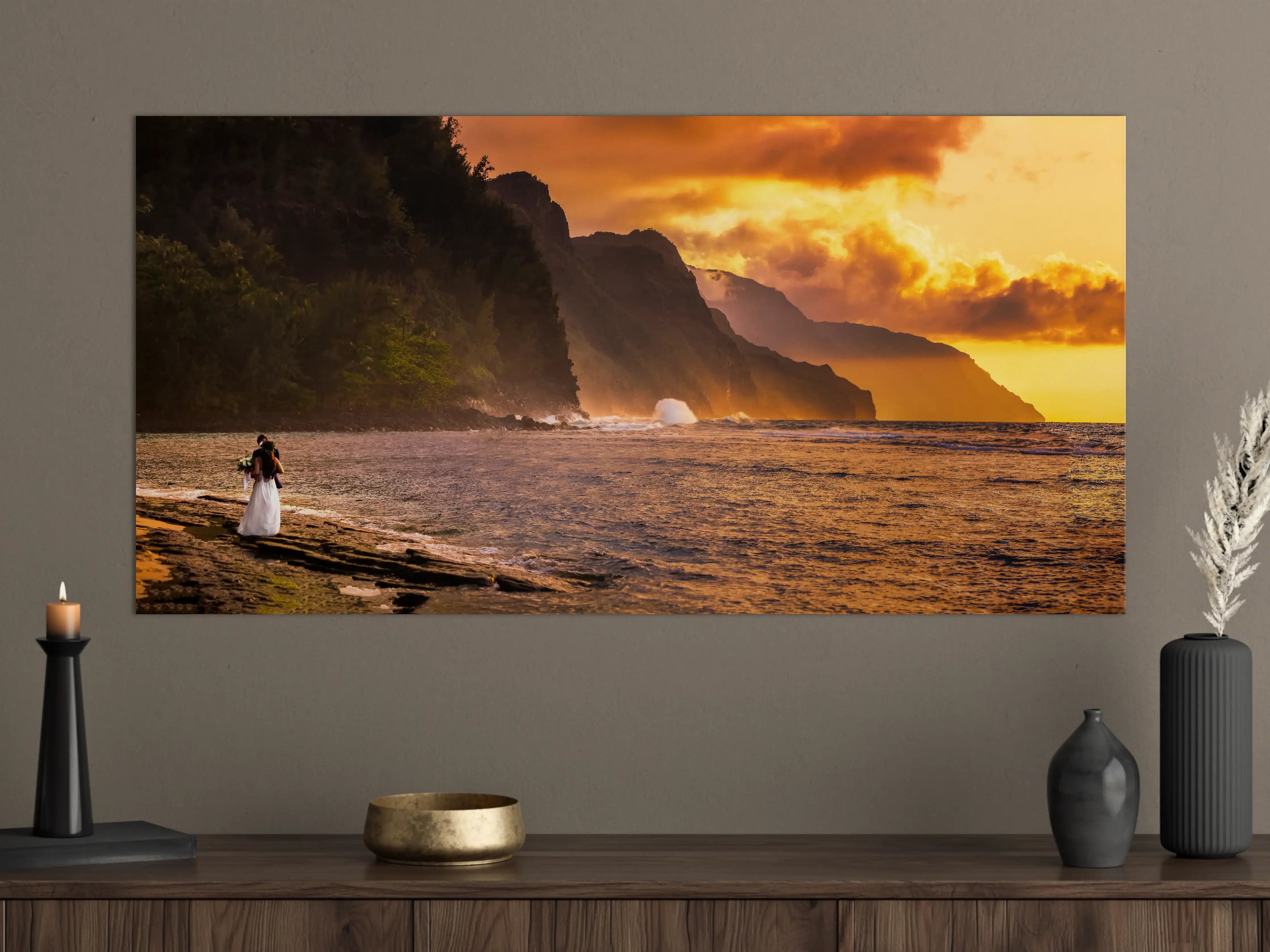 Große Wandbilder - Hochzeitspaar auf Hawaii