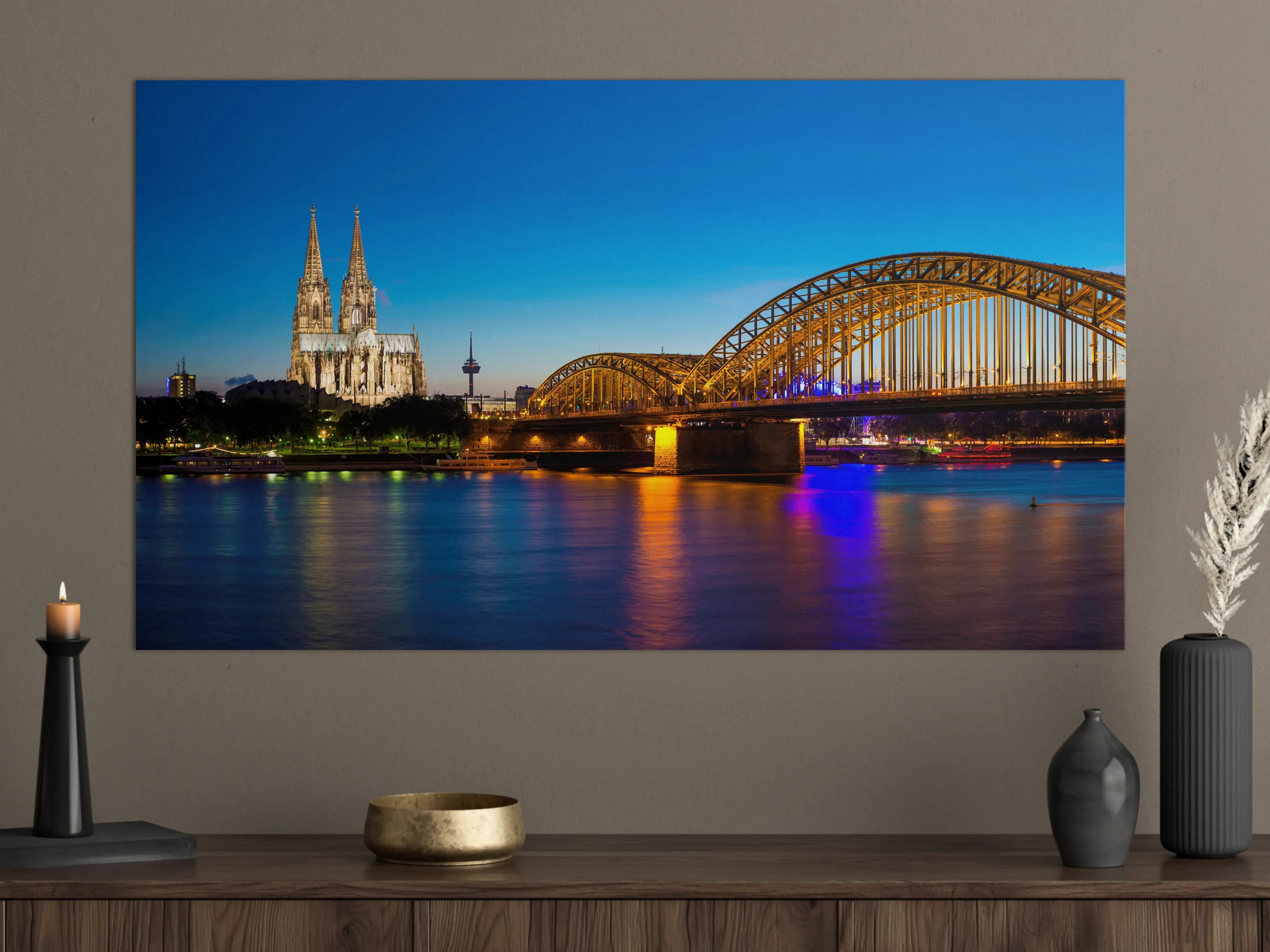 Große Wandbilder - Hohenzollern Brücke Köln in der Nacht