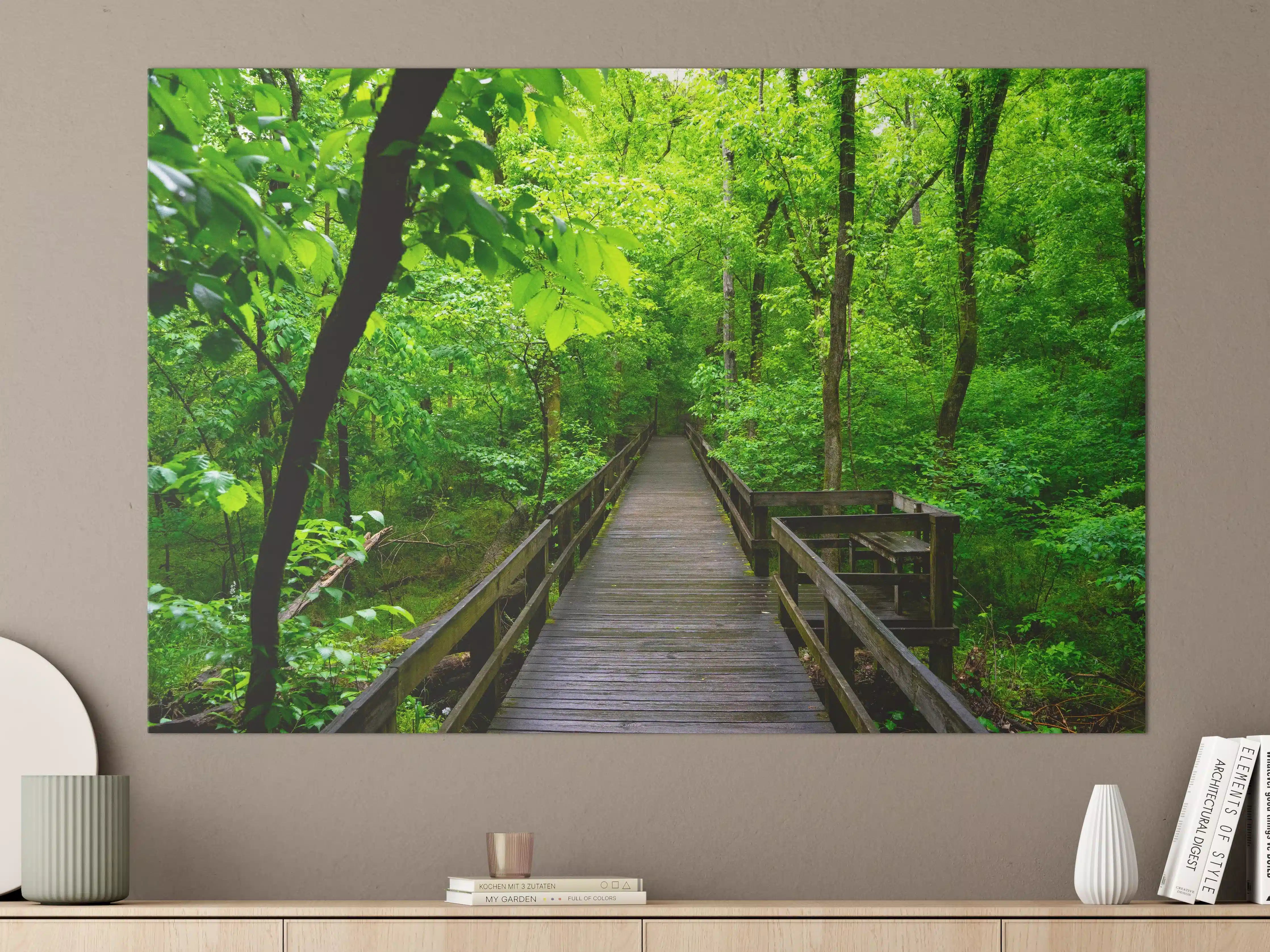 Große Wandbilder - Holzbrücke im Wald - Congaree Nationalpark